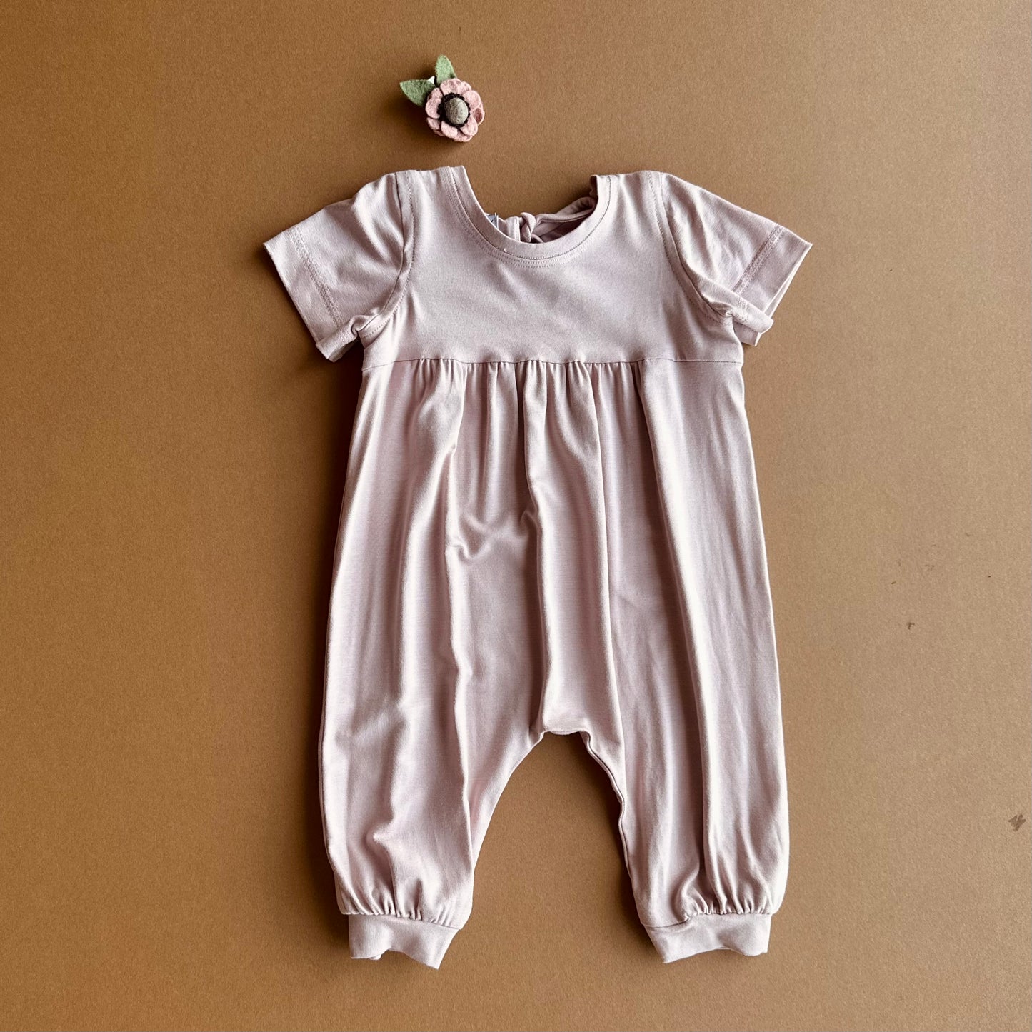 Baby Romper in Blush Bamboo Jersey (made to order)