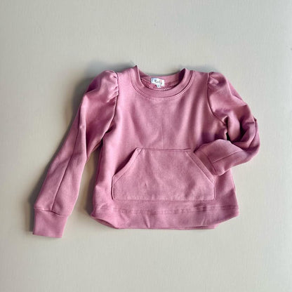 Puff Sleeved Sustainable Spring Bloom Sweater, Blue or Pink