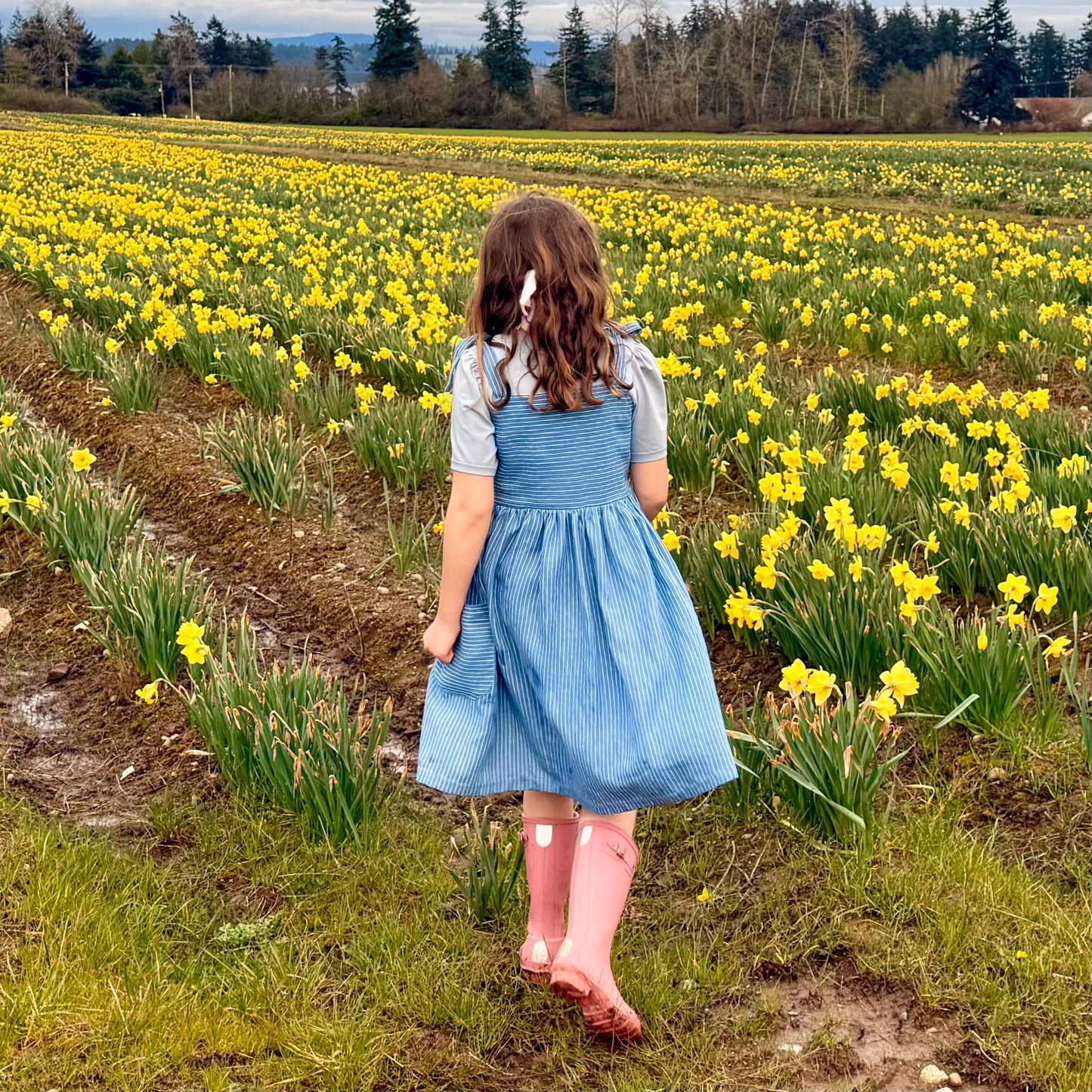 Olivia, Med Blue Adjustable Tencel Denim Dress| Spring Bloom