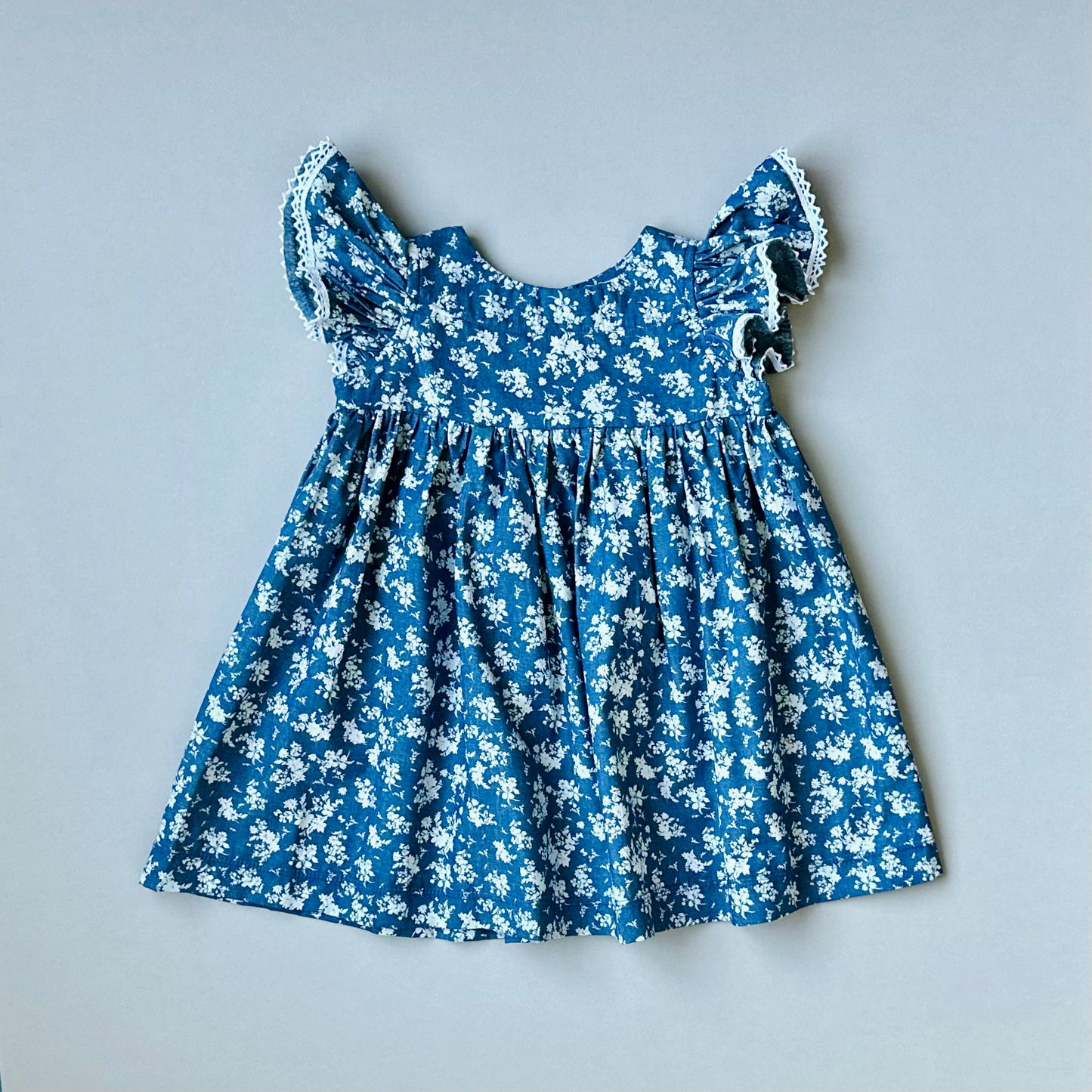 Joy, in denim floral soft cotton | MTO