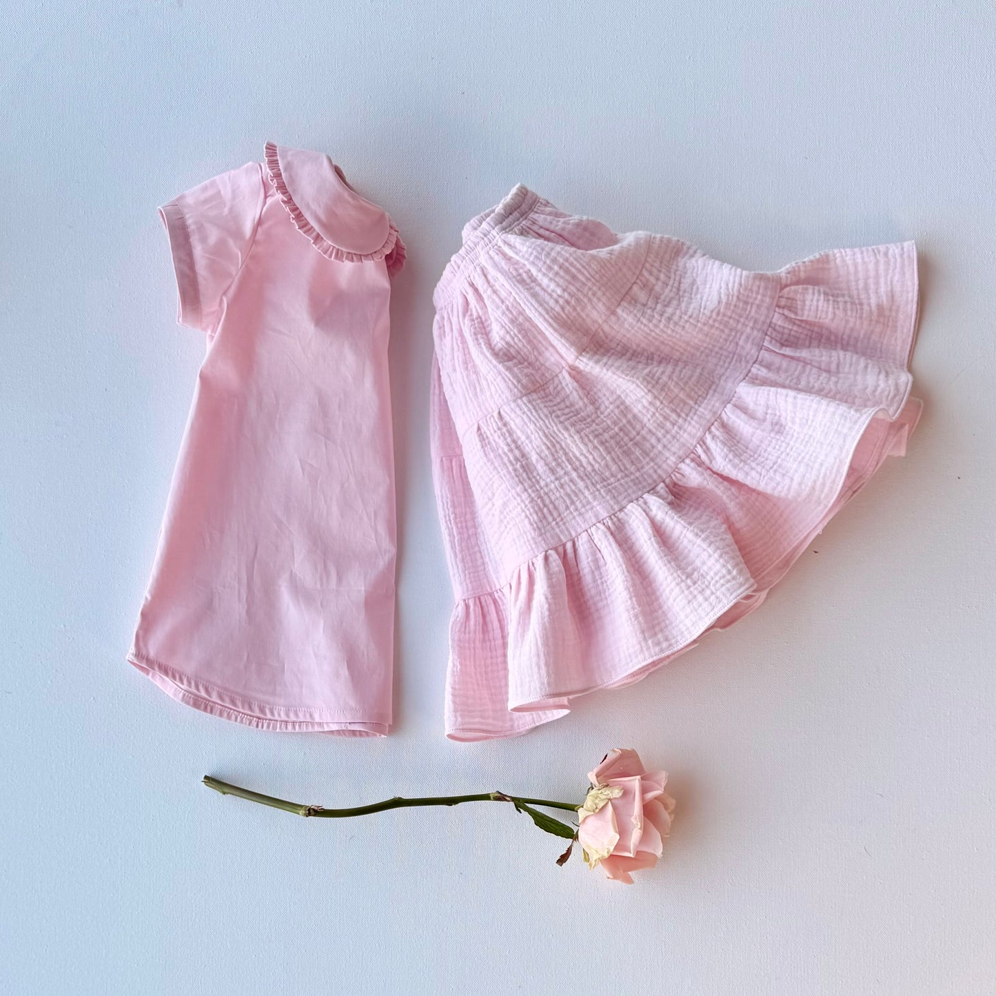 Amy Skirt in Soft Ballet Pink Double Gauze Cotton| RTS