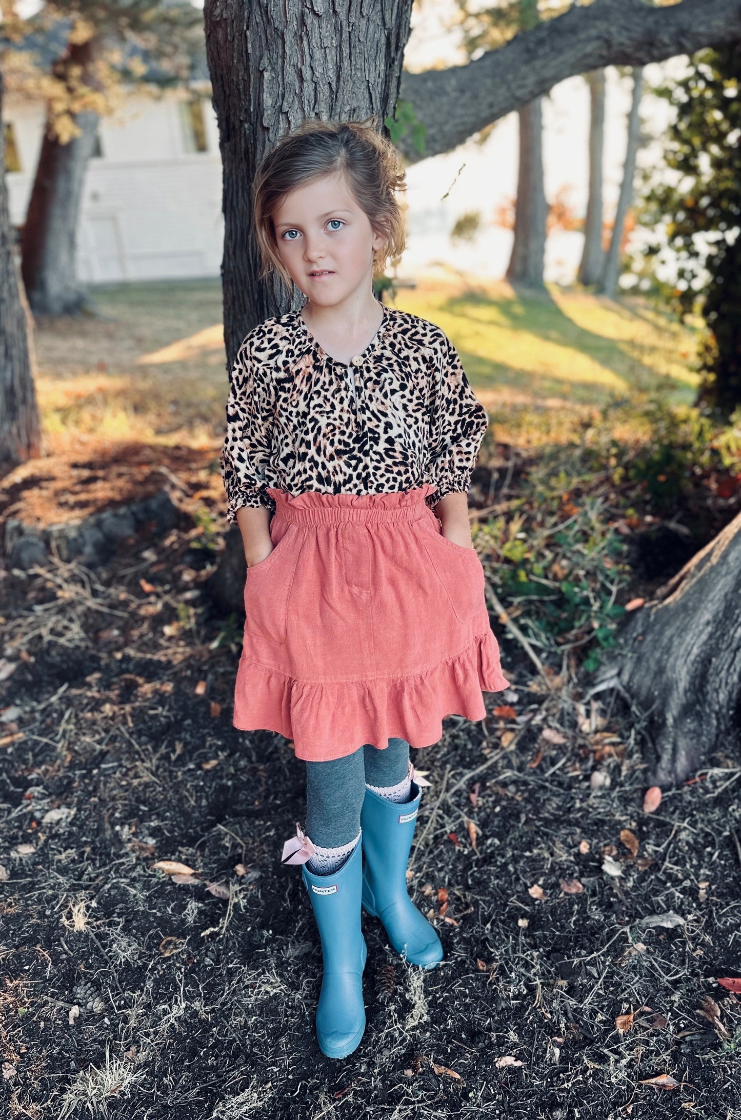 Jojo ruffle skirt in Terra Cotta Soft Linen (made to order)