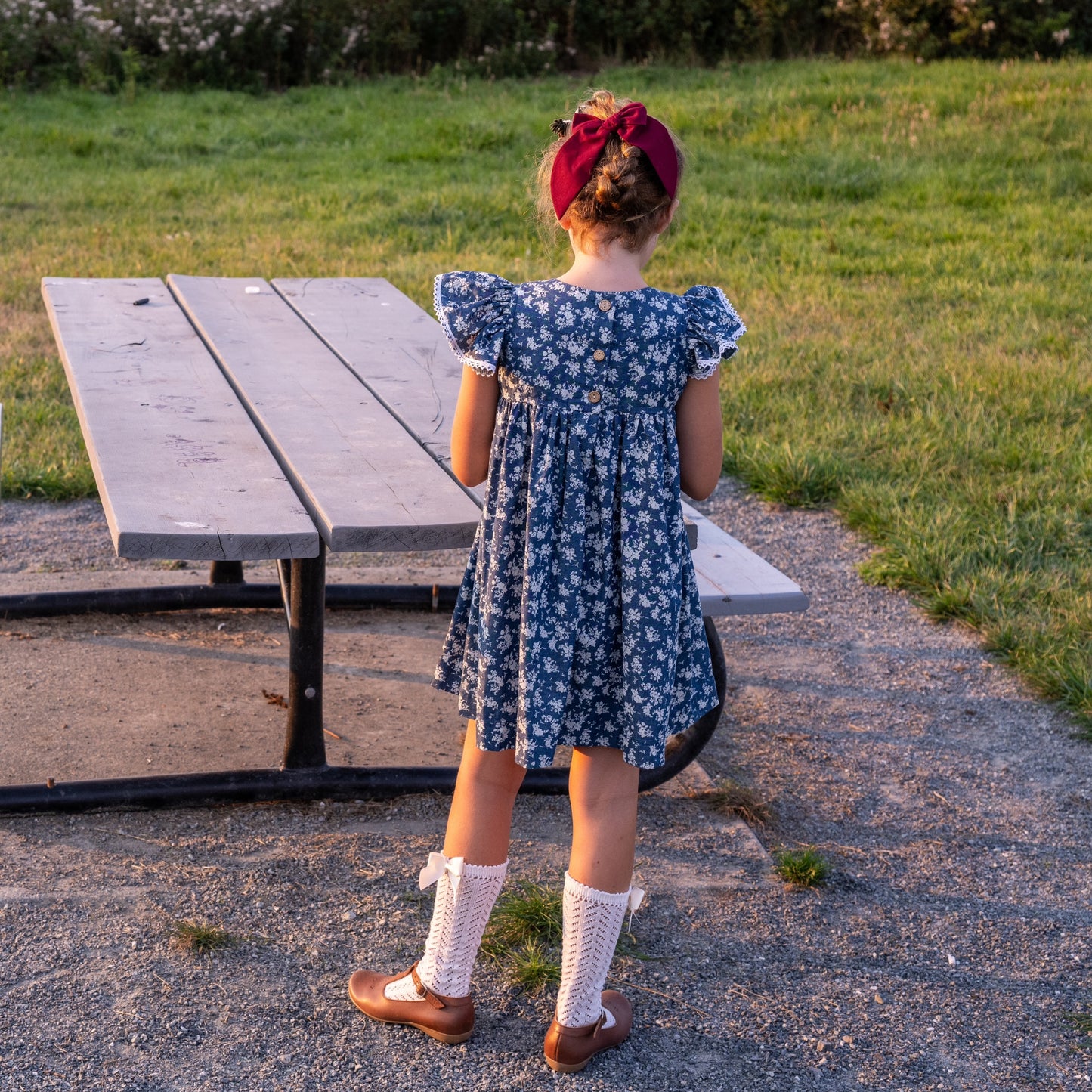 Joy, in denim floral soft cotton | MTO