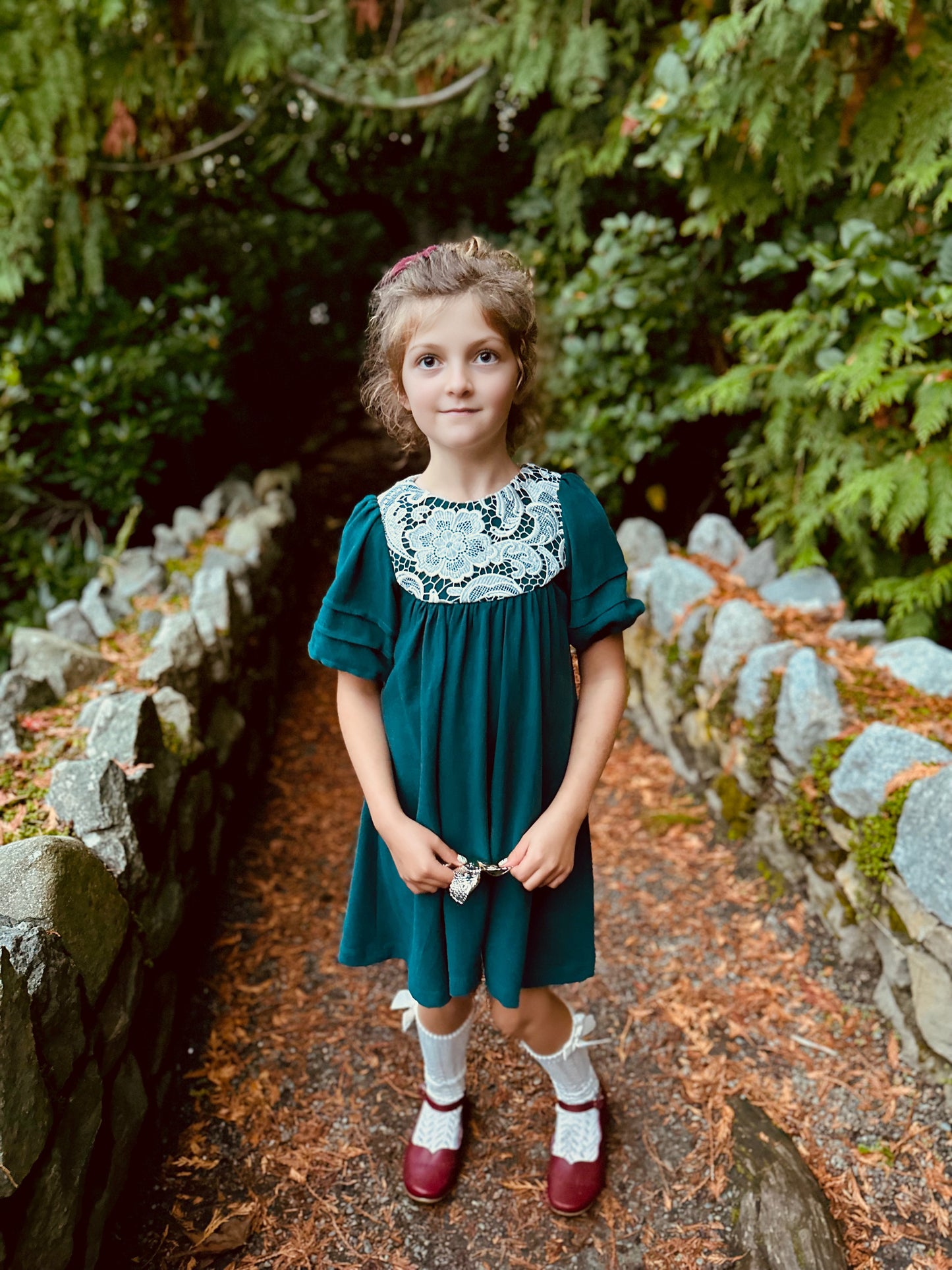 Perle Dress, in Vintage Green Linen Viscose (Made to Order)