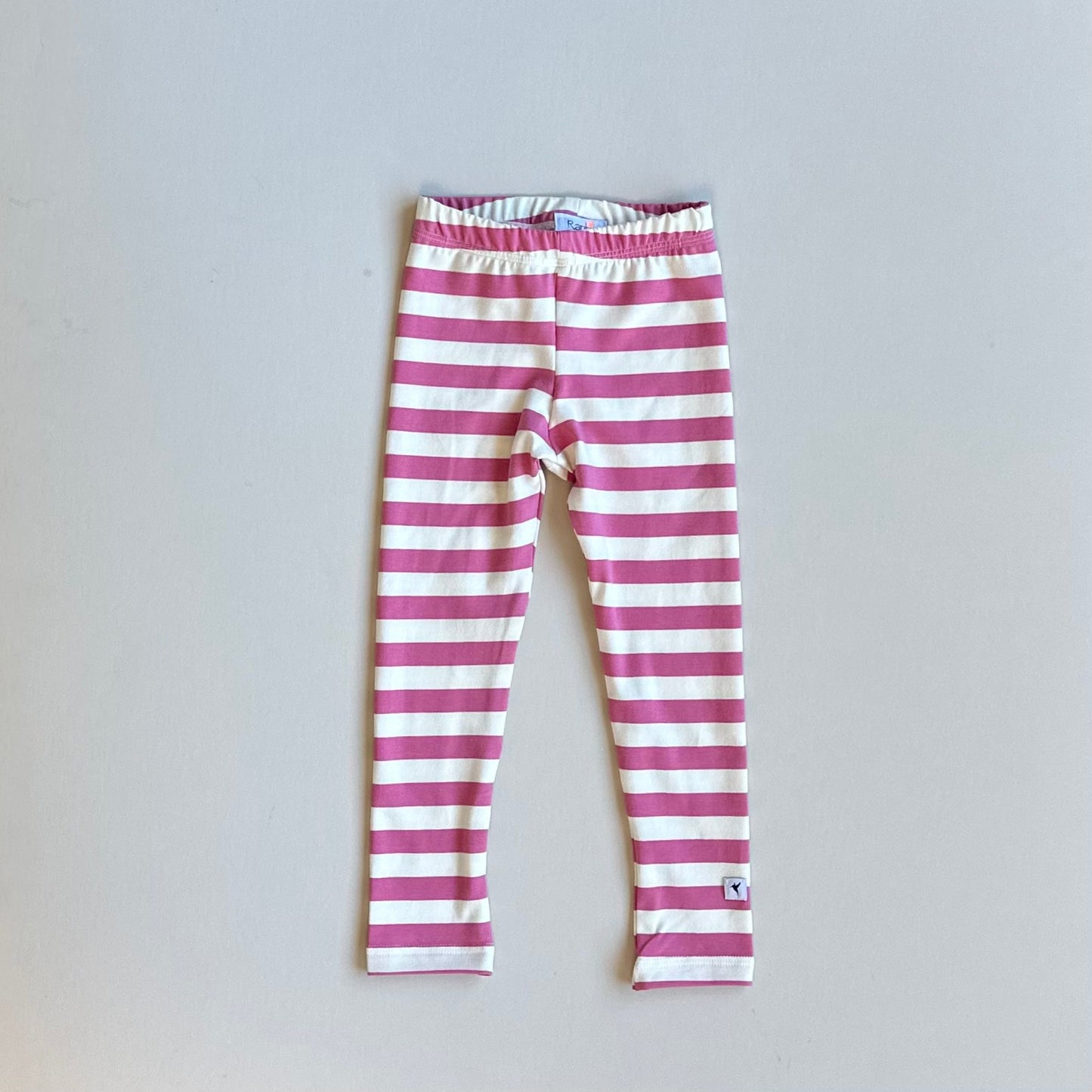 Leggings Handmade in Victoria, BC, Canada for Kids in Eco-Friendly Fabric, Pink Stripe