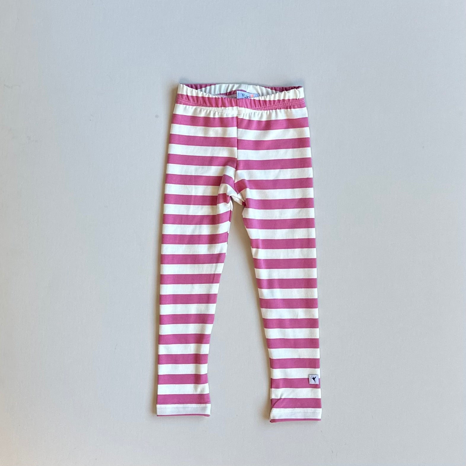 Leggings Handmade in Victoria, BC, Canada for Kids in Eco-Friendly Fabric, Pink Stripe
