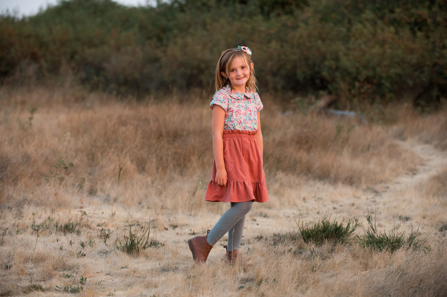 Jojo ruffle skirt in Terra Cotta Soft Linen (made to order)