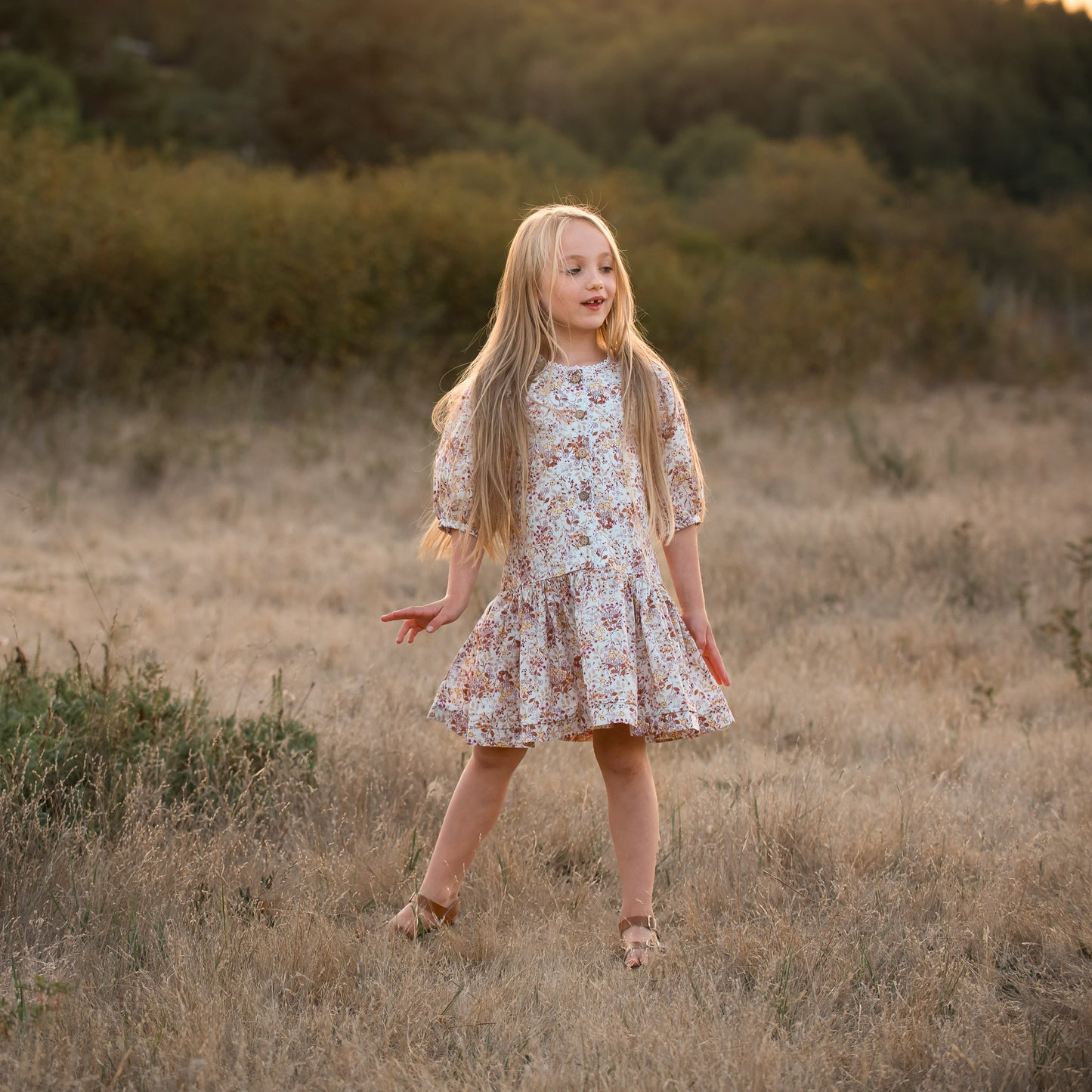 Grace Dress, in Wheat Inspired Ditsy Floral (Made to Order)