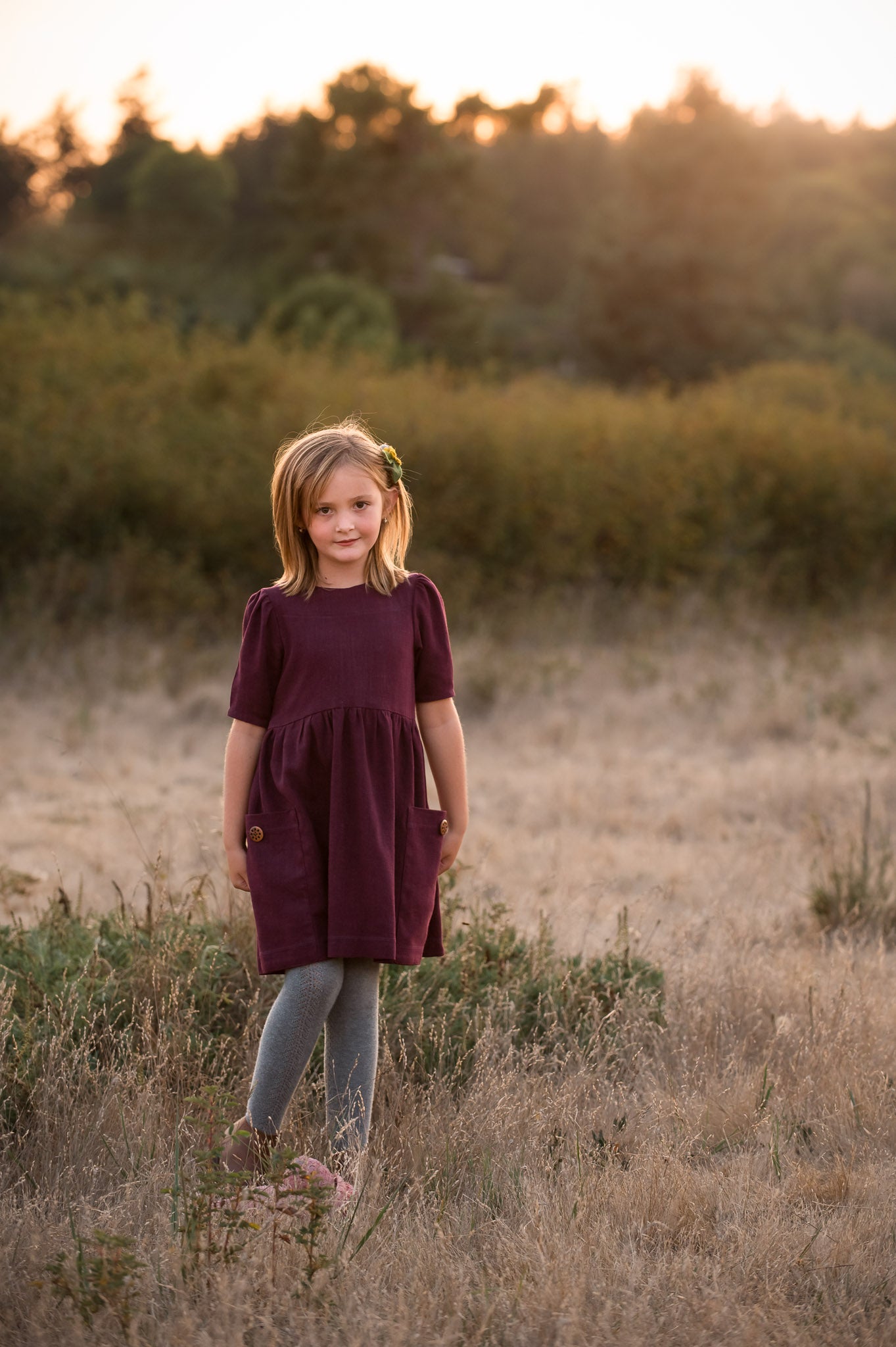 Rowan dress, in Blackberry Cordial Linen (made to order)