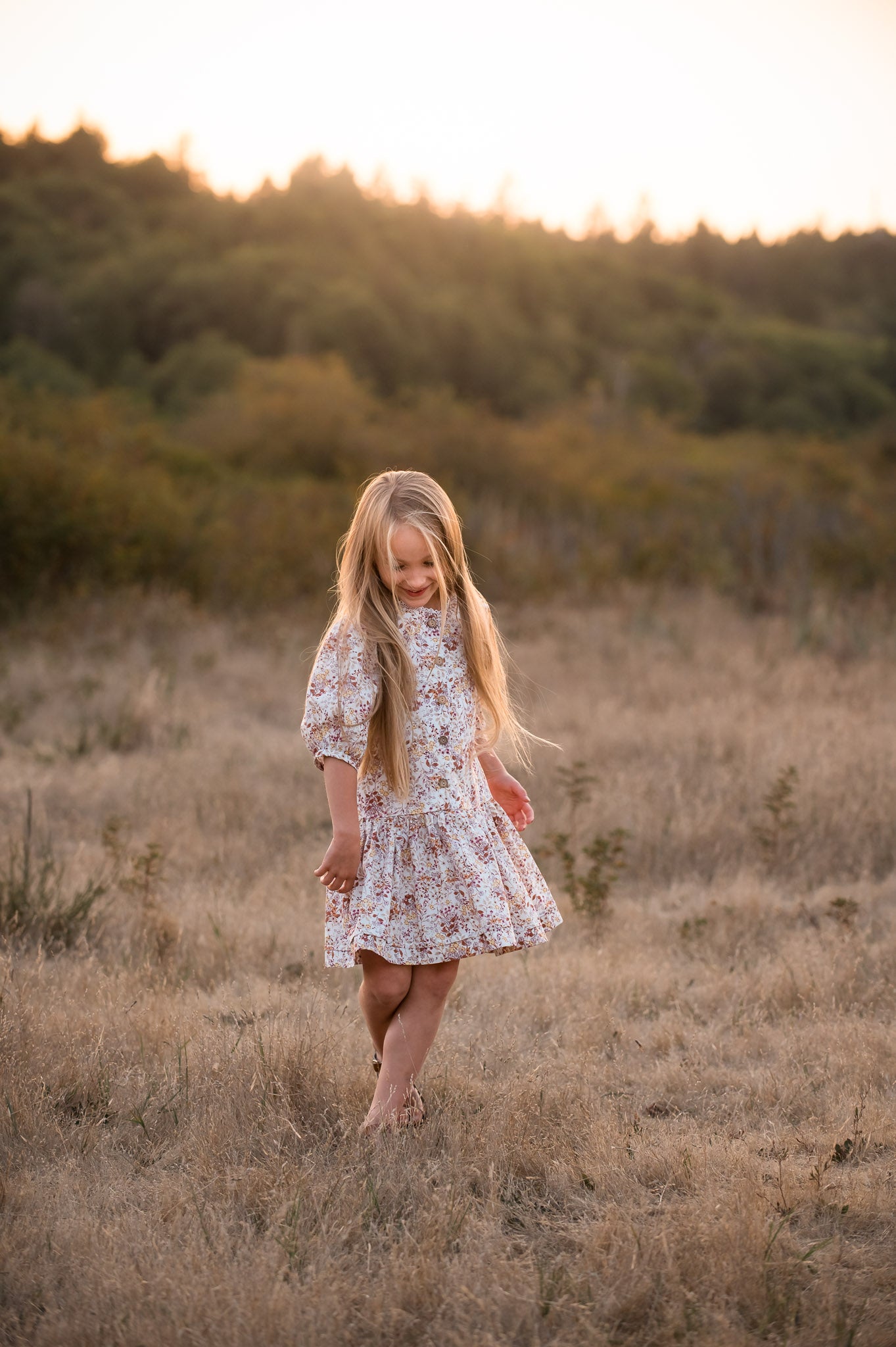Grace Dress, in Wheat Inspired Ditsy Floral (Made to Order)