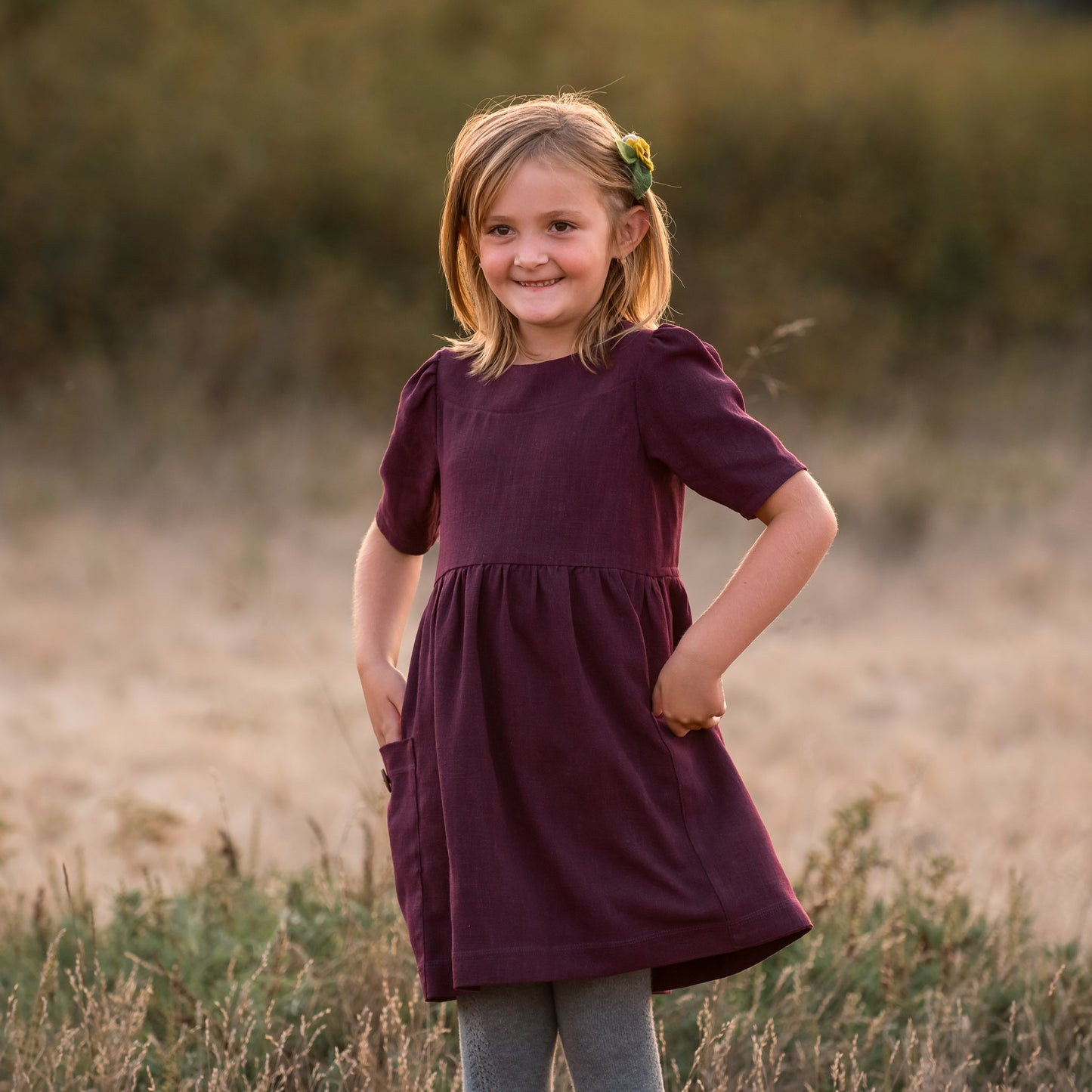 Rowan dress, in Blackberry Cordial Linen (made to order)