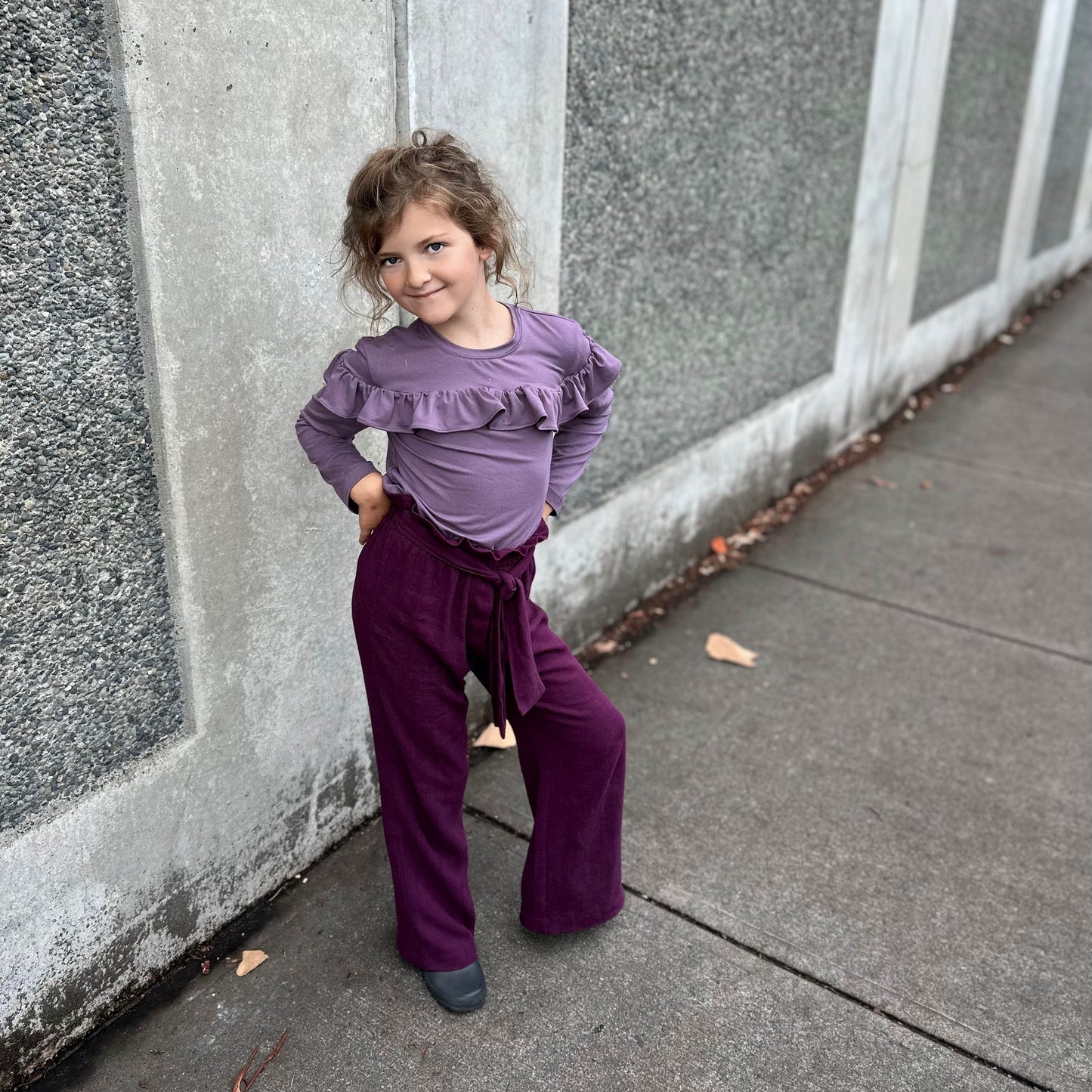 Plazzo Pants in Blackberry Soft Linen (made to order)