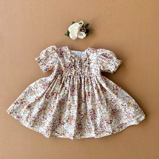 Pipa Dress, In Wheat Cotton Ditsy Floral | RTS