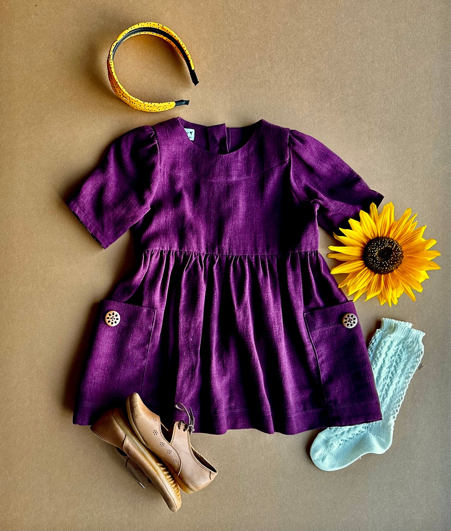 Rowan dress, in Blackberry Cordial Linen (made to order)