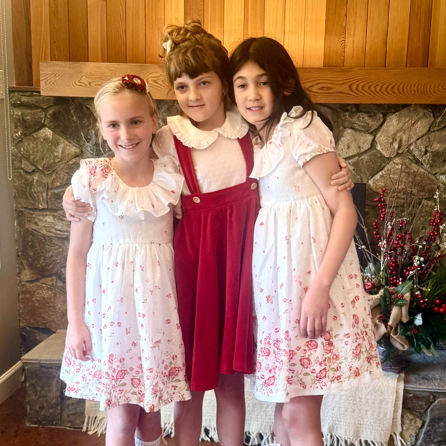 Lily Dress in Swiss Border Print Red and Pink Floral | A Winter's Tale | MTO