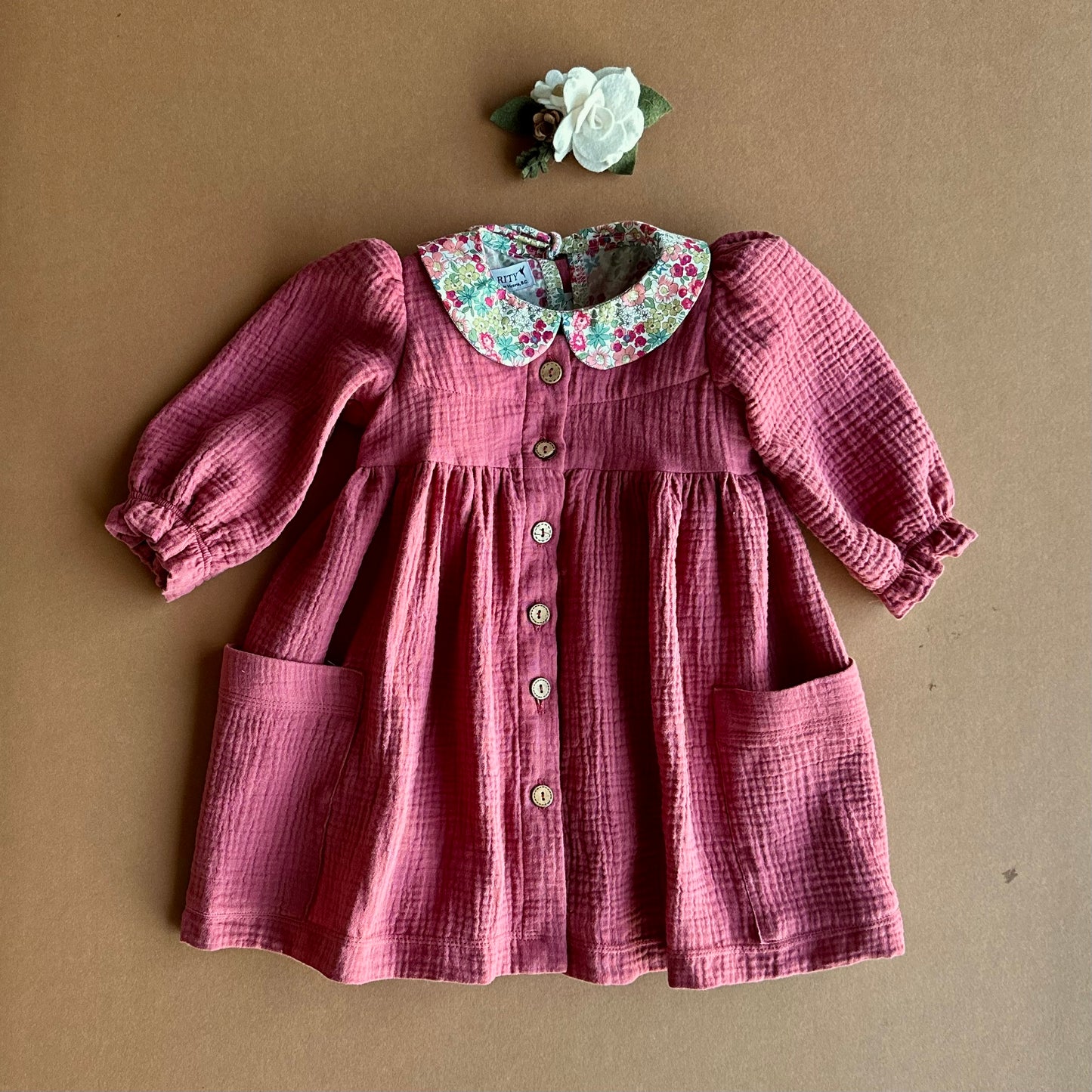 Paget Dress in Mulberry Double Cotton Gauze (made to order)