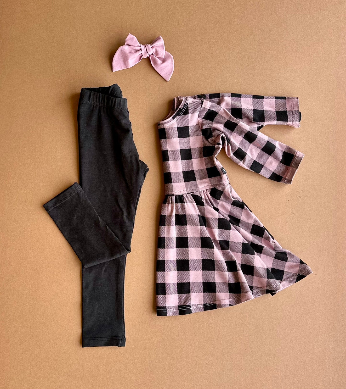 Isla dress, in Rose Buffalo Check Bamboo (Made to Order)