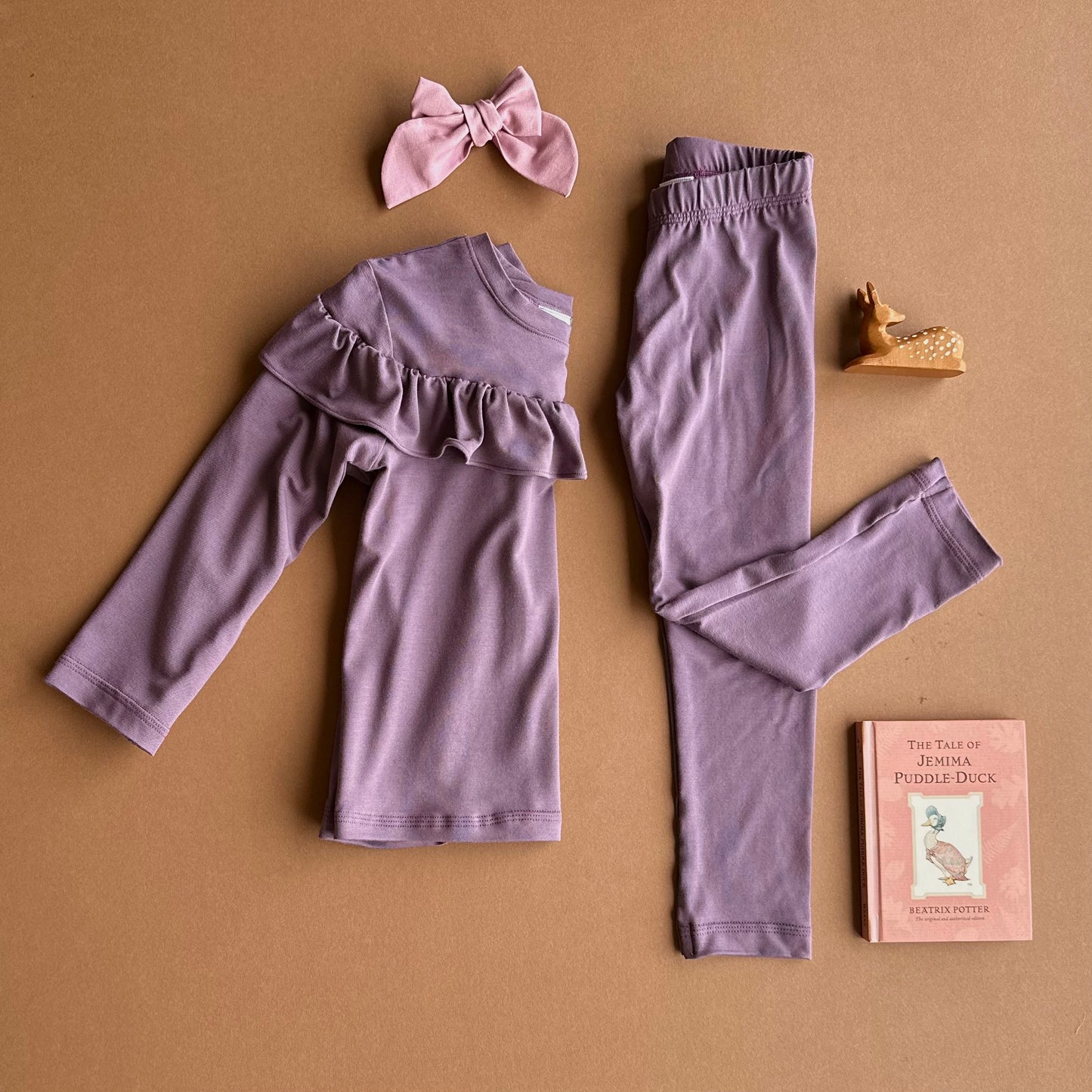 Ruffle Premium T-shirt, in Mauve Bamboo (Made to Order)