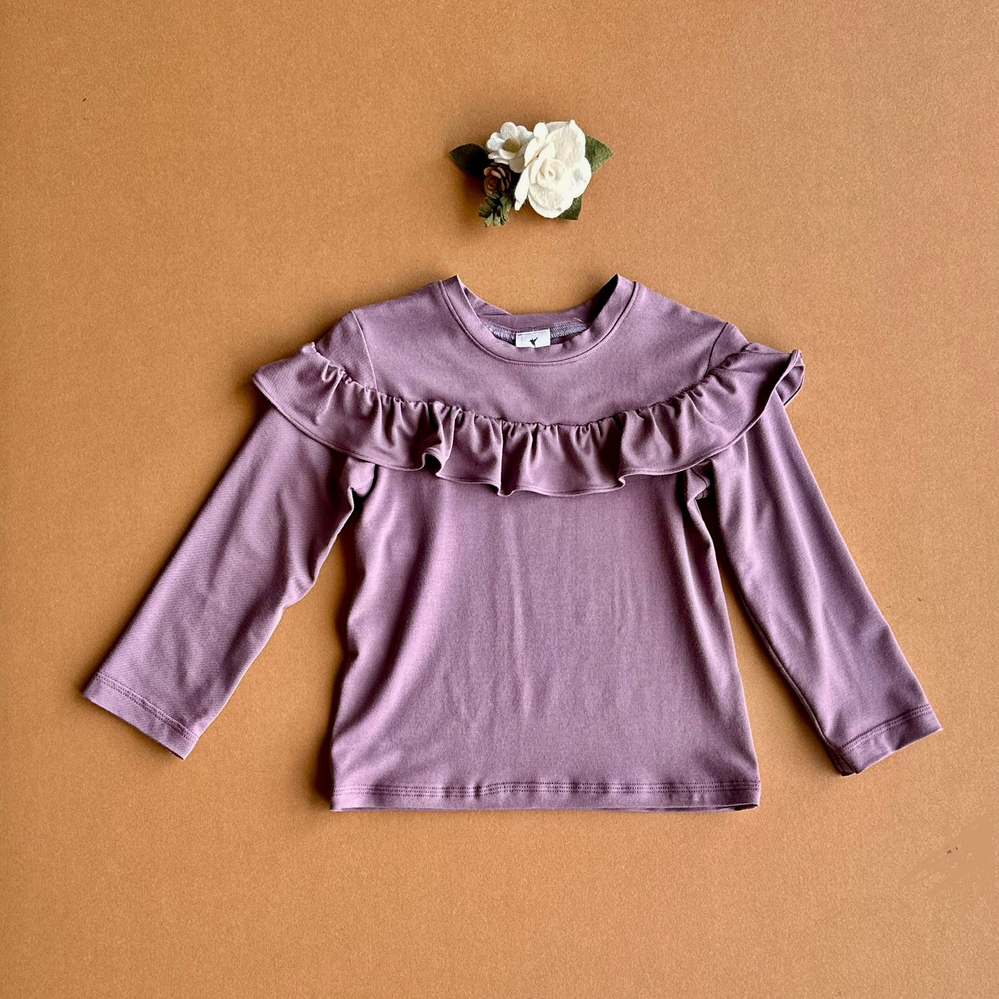 Ruffle Premium T-shirt, in Mauve Bamboo (Made to Order)