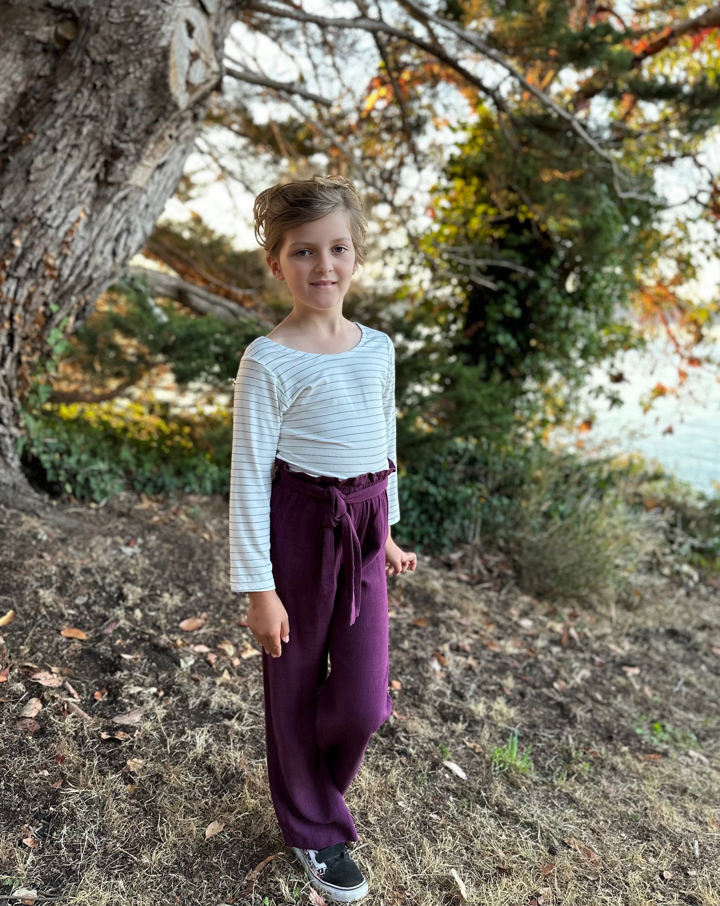 Plazzo Pants in Blackberry Soft Linen (made to order)