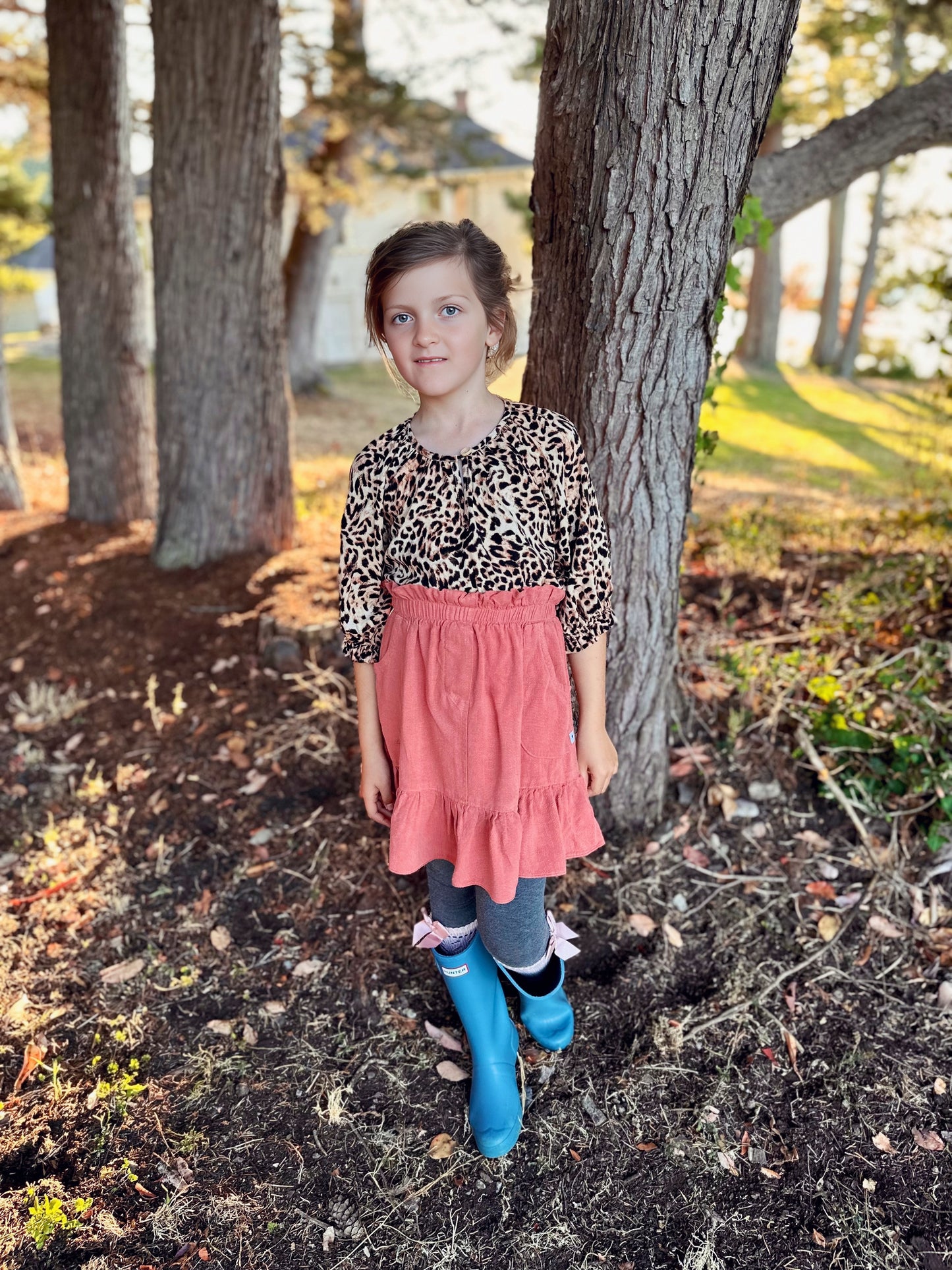 Jojo ruffle skirt in Terra Cotta Soft Linen (made to order)