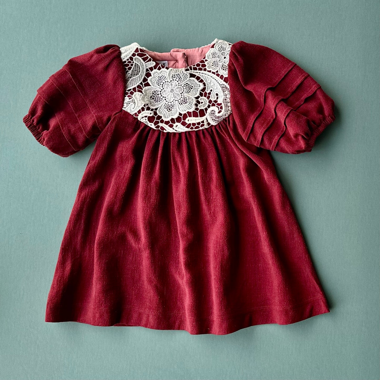 Perle Dress, in Burgundy Linen Viscose (Made to Order)