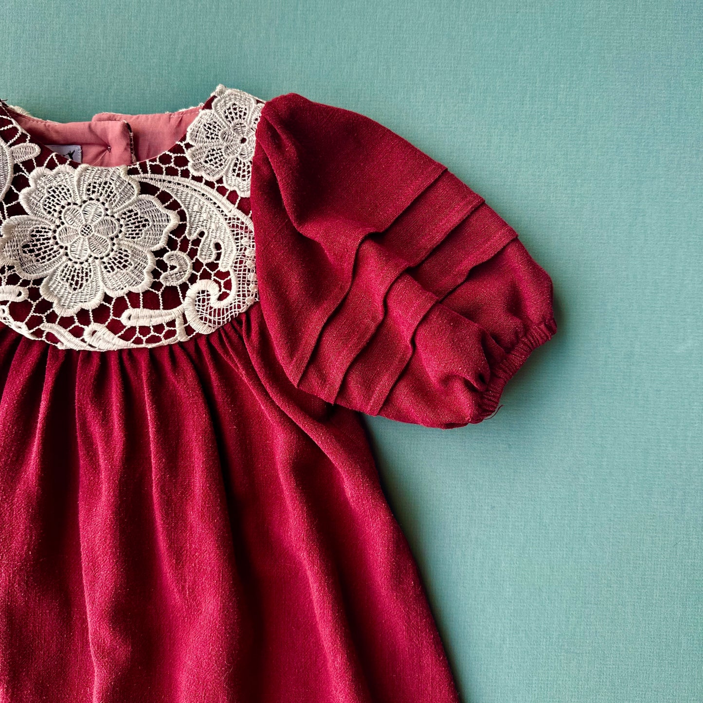 Perle Dress, in Burgundy Linen Viscose (Made to Order)