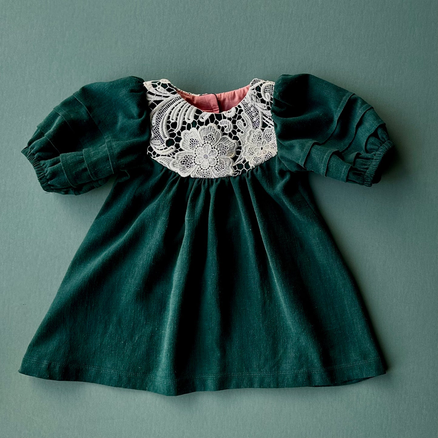 Linen Dress with Lace Detail Handmade in BC, Canada