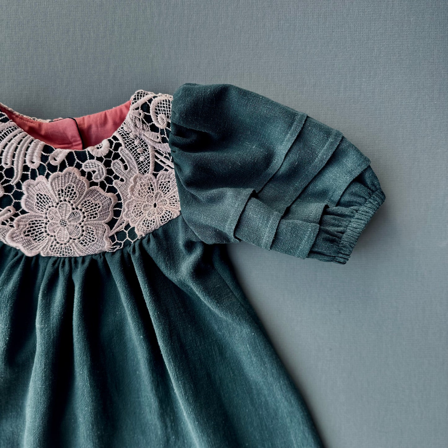 Linen Dress with Lace Detail Handmade in BC, Canada