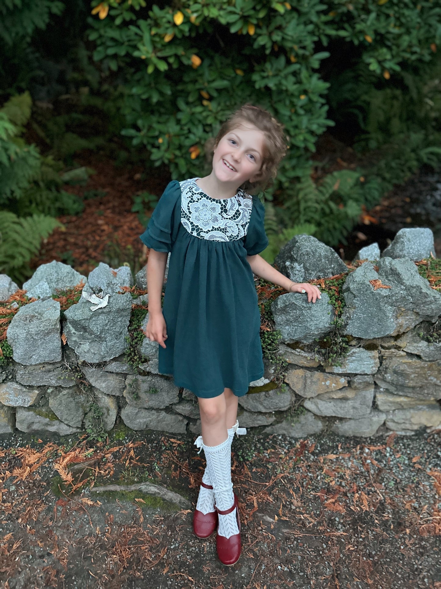 Perle Dress, in Vintage Green Linen Viscose (Made to Order)