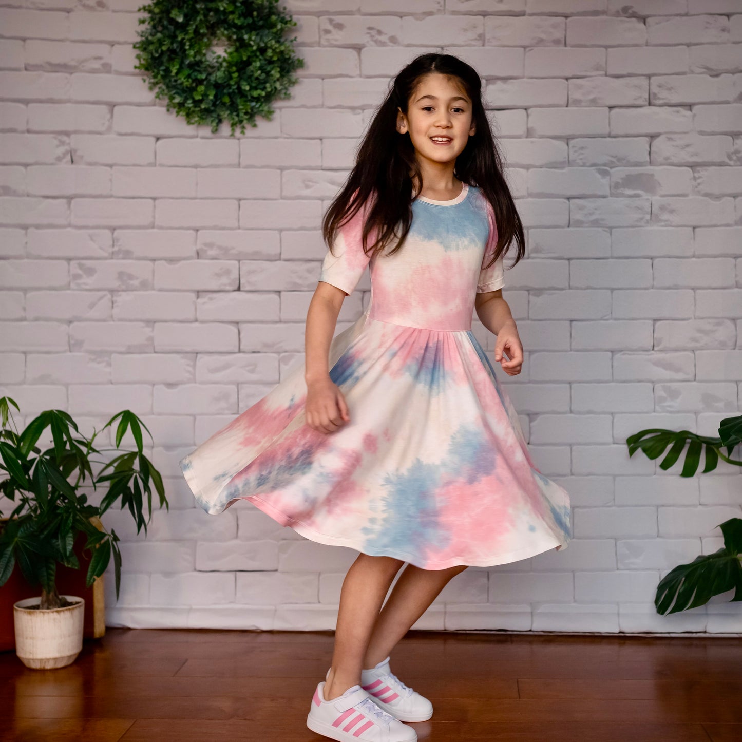 Isla Dress, Pink Blue & Opal Tie-Dye Bamboo | MTO
