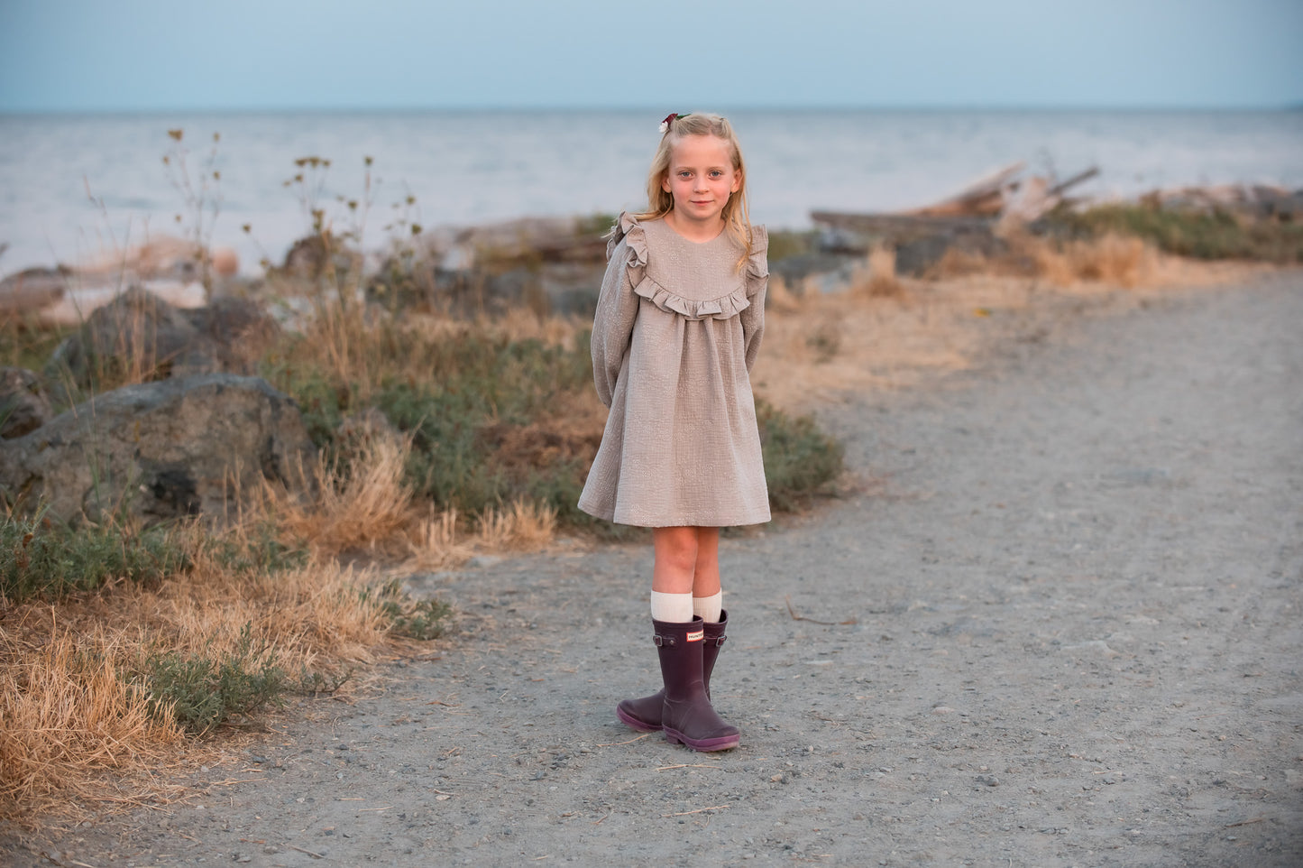 Jolie Dress, in Moon Dust Beige Embroidered (Made to Order)