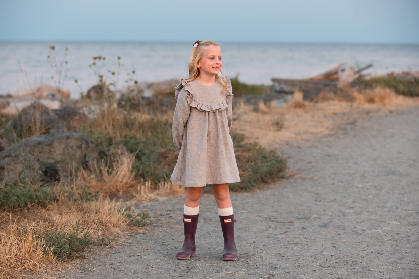 Jolie Dress, in Moon Dust Beige Embroidered (Made to Order)