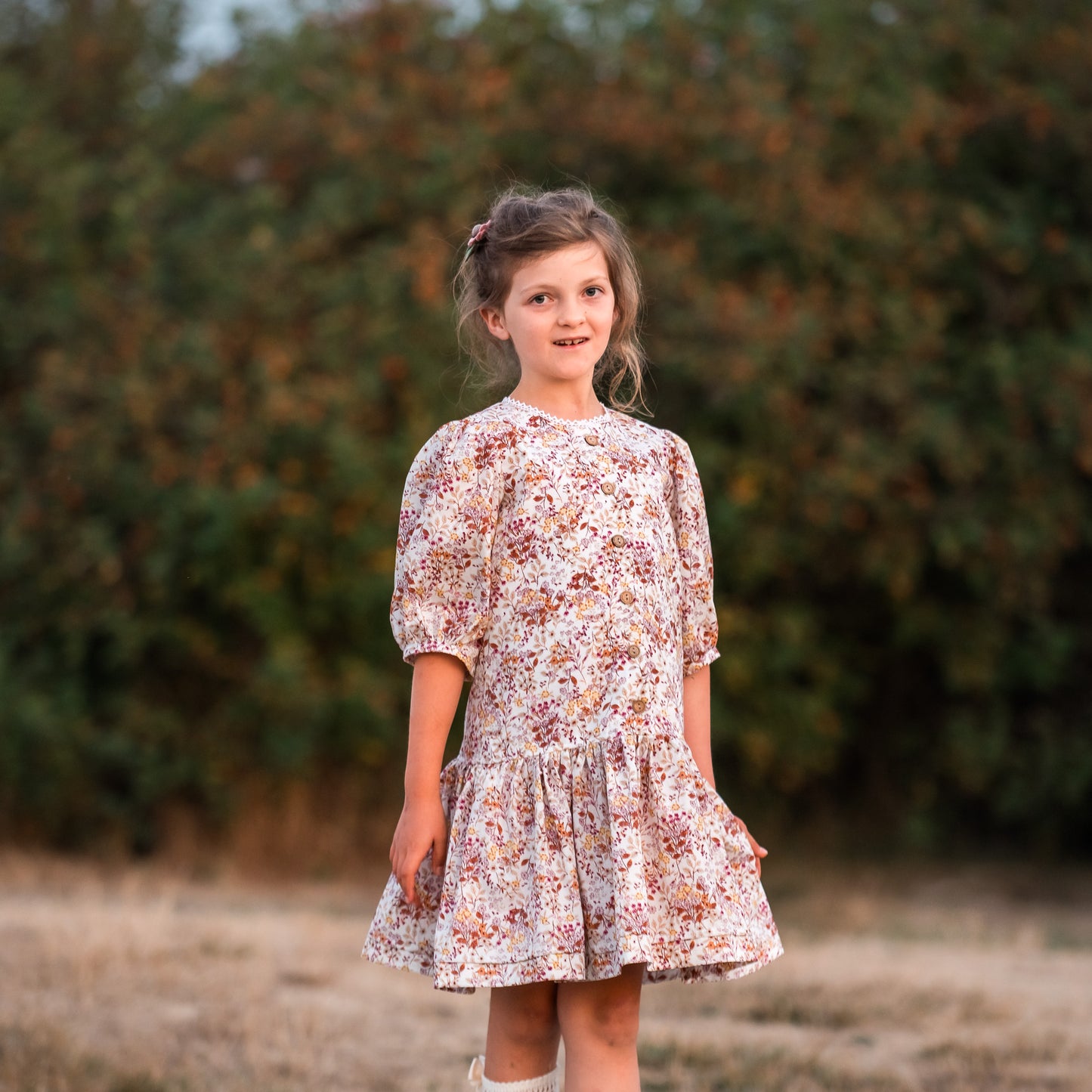 Grace Dress, in Wheat Inspired Ditsy Floral (Made to Order)