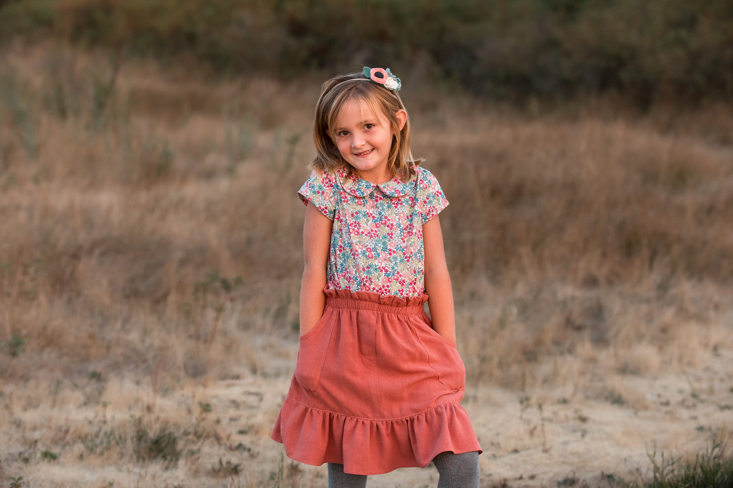 Jojo ruffle skirt in Terra Cotta Soft Linen (made to order)