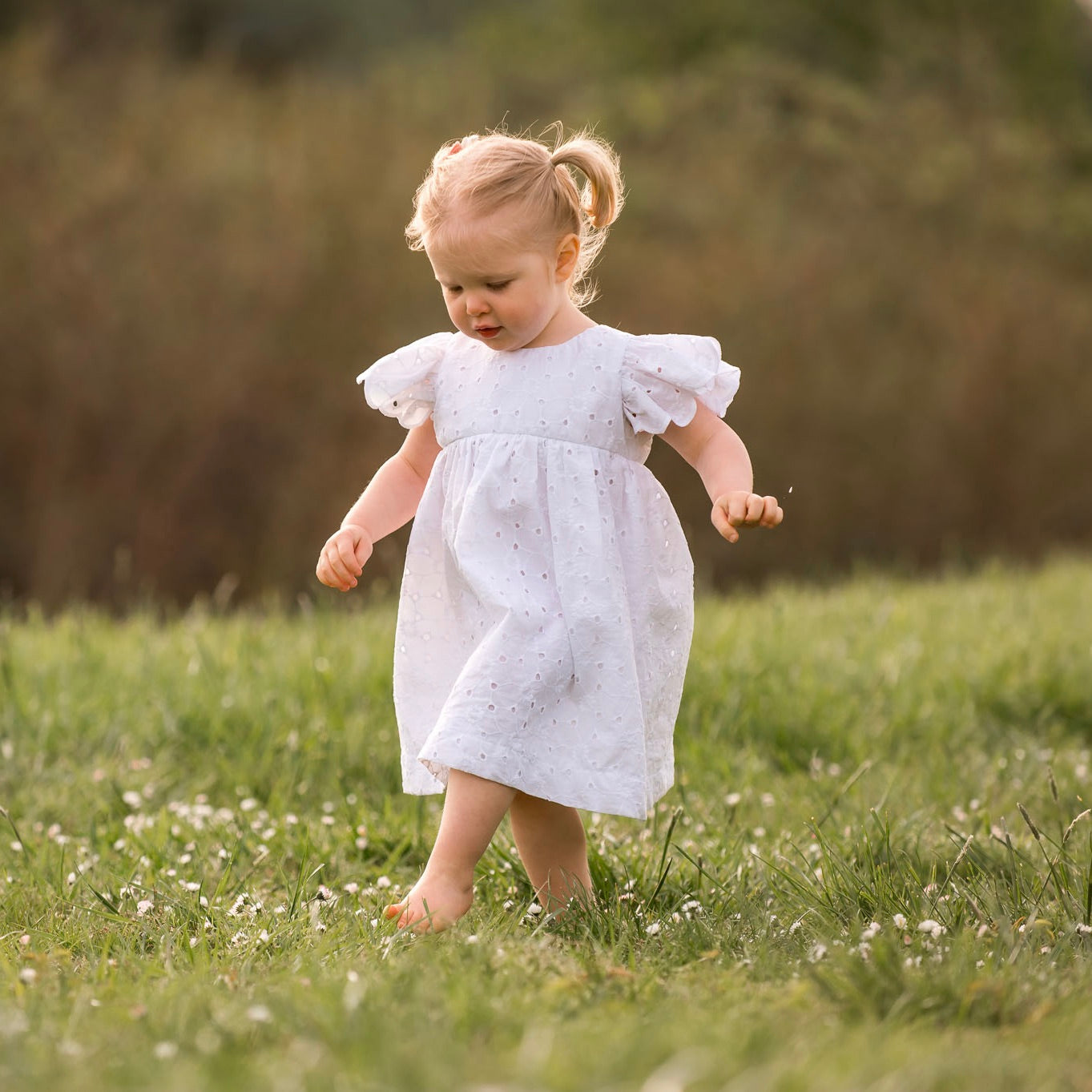 Joy Dress, in white eyelet (made to order)