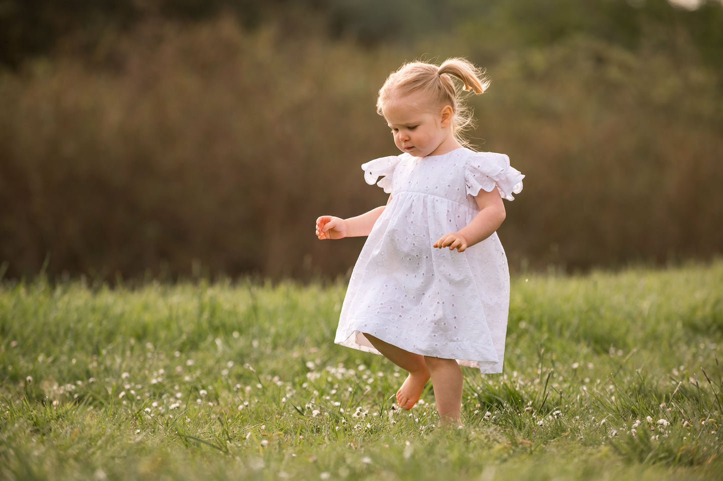 Joy Dress, in white eyelet (made to order)