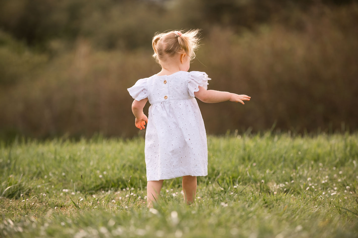 Joy Dress, in white eyelet (made to order)