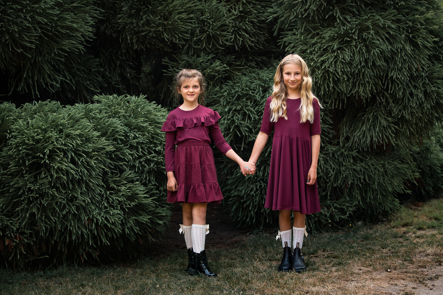 Ruffle Premium T-shirt, in Burgundy Jersey Bamboo (Made to Order)