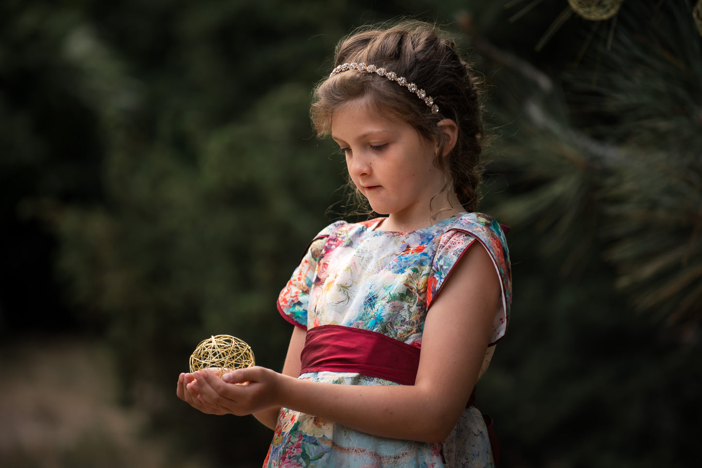 Heirloom Holiday Digital Linen Dress Made in BC, Canada, Silk Details