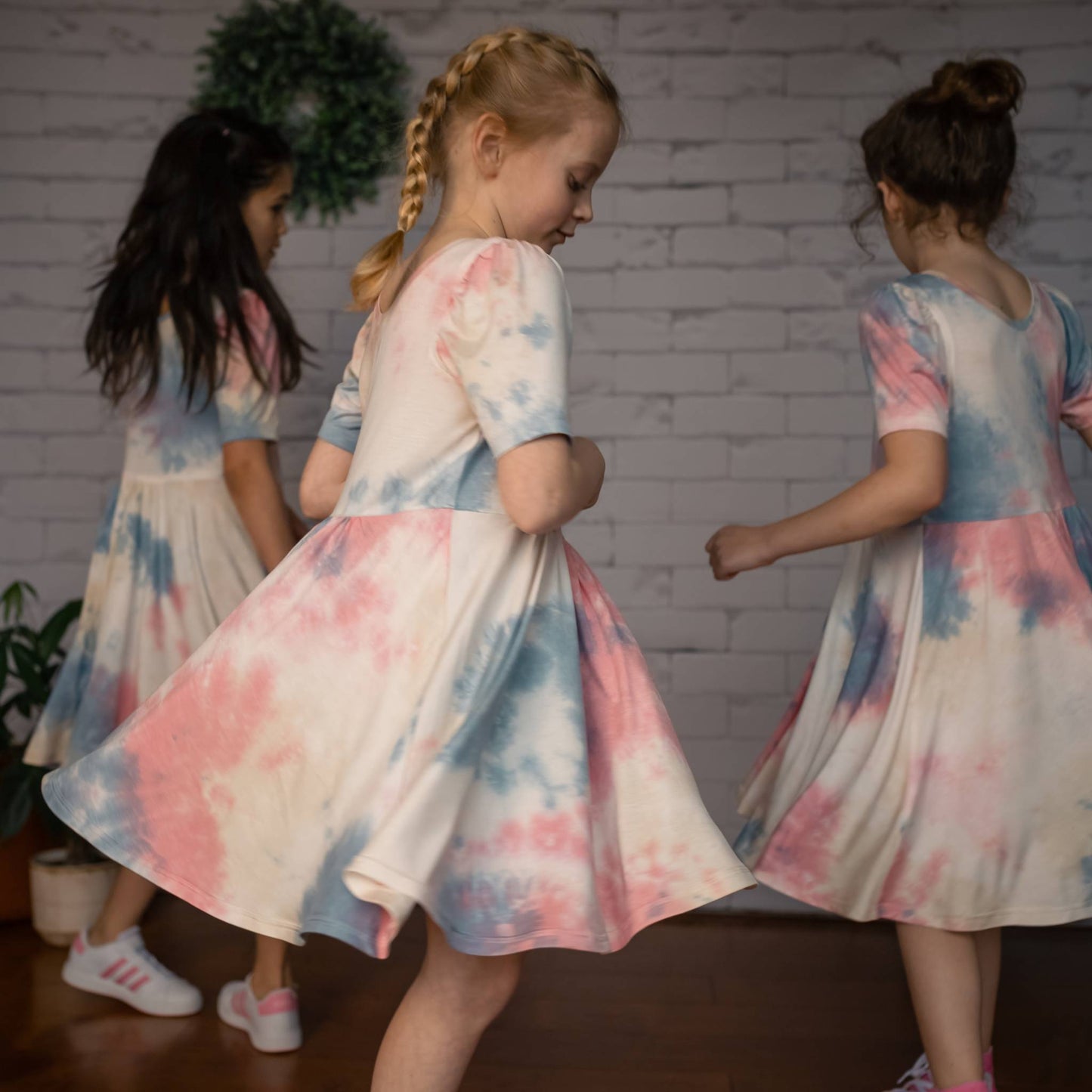 Isla Dress, Pink Blue & Opal Tie-Dye Bamboo (Made to Order)