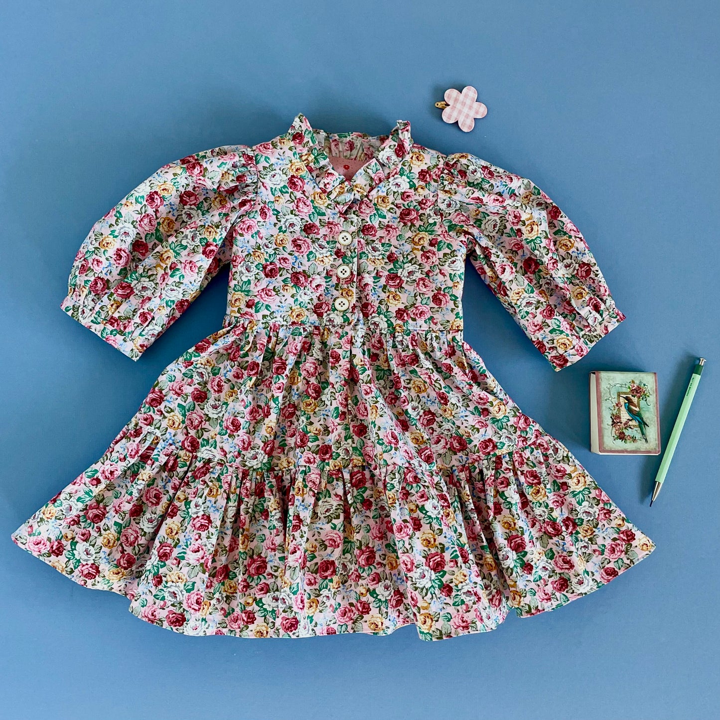 Roselle, in rose medley cotton floral (made to order 3-4 weeks)