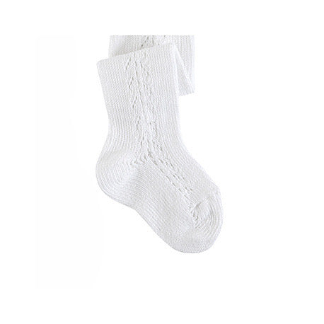 Warm Side Crochet Tights, White 200