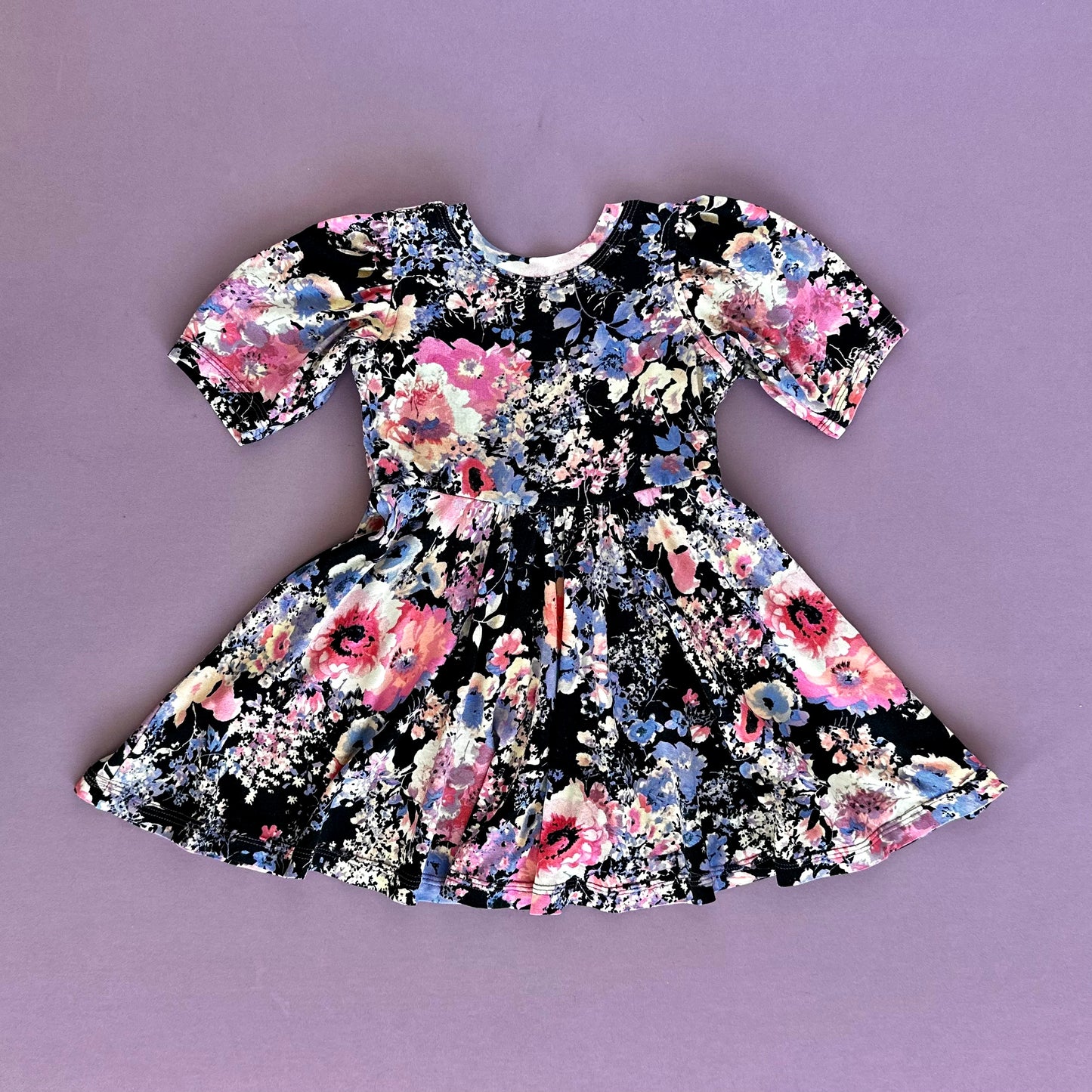 Isla Dress, Floral Jersey, Blossom and Mauve RTS lol