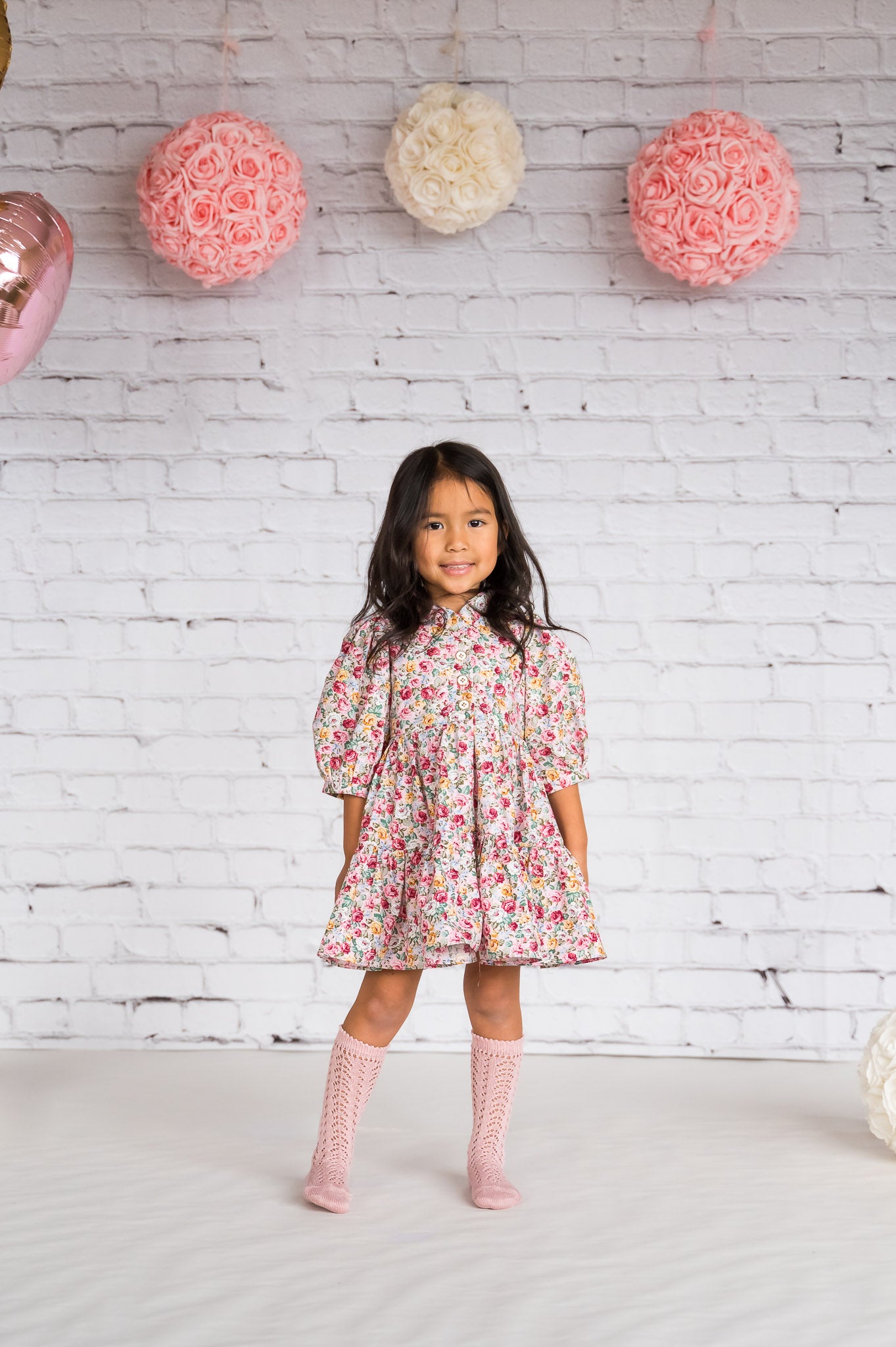 Roselle, in rose medley cotton floral (made to order 3-4 weeks)