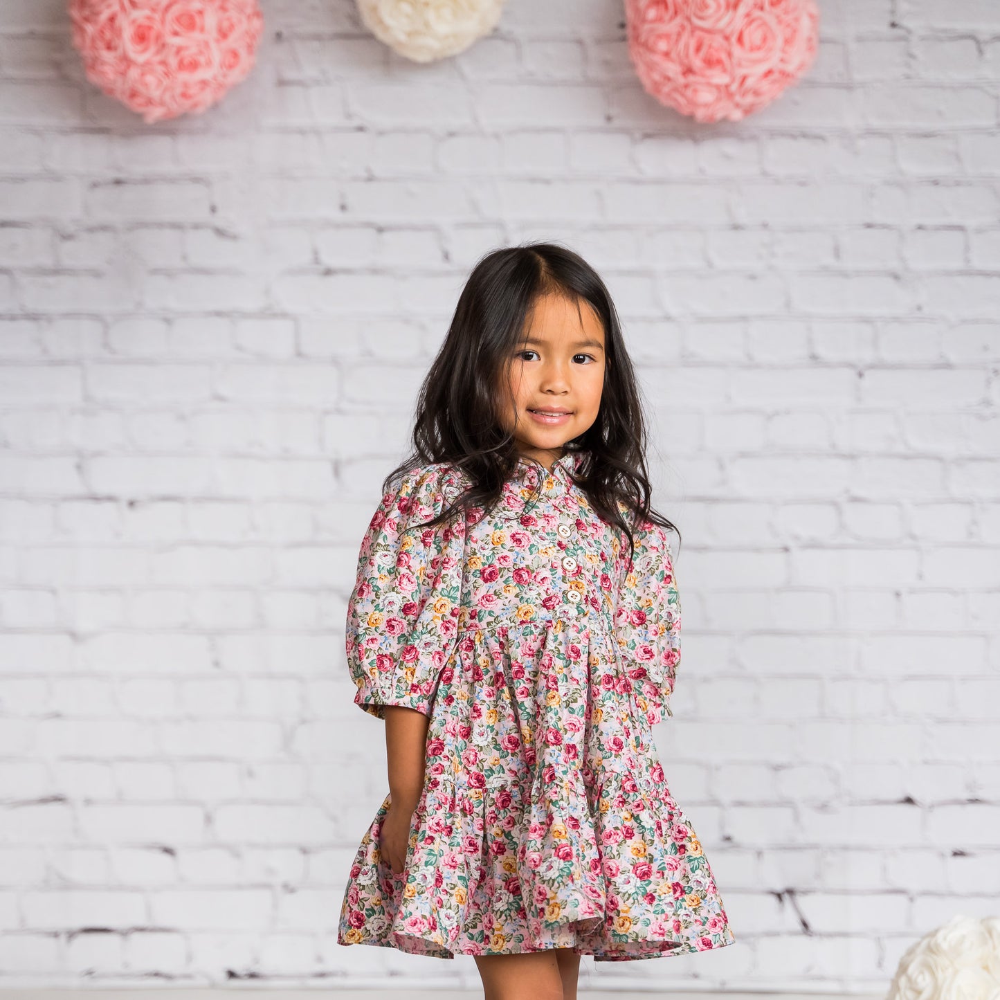 Roselle, in rose medley cotton floral (made to order 3-4 weeks)