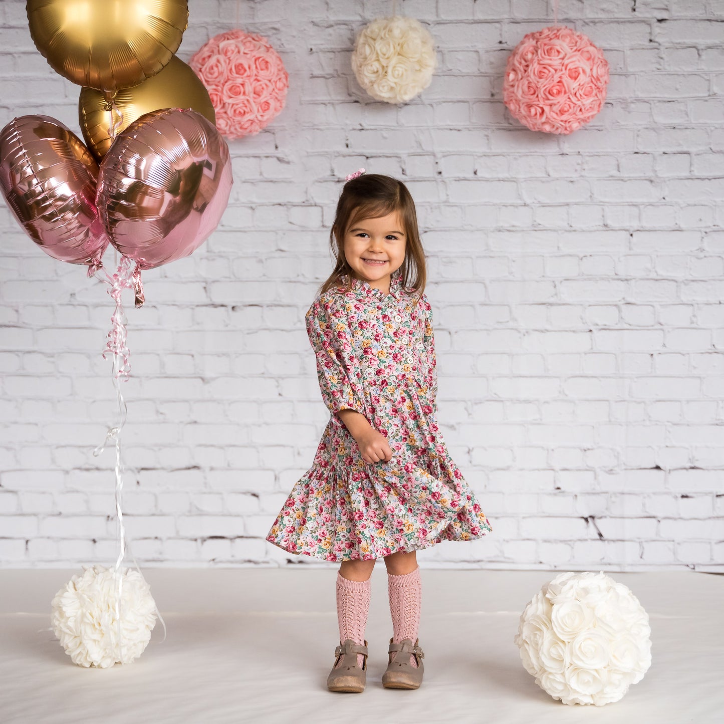 Roselle, in rose medley cotton floral (made to order 3-4 weeks)