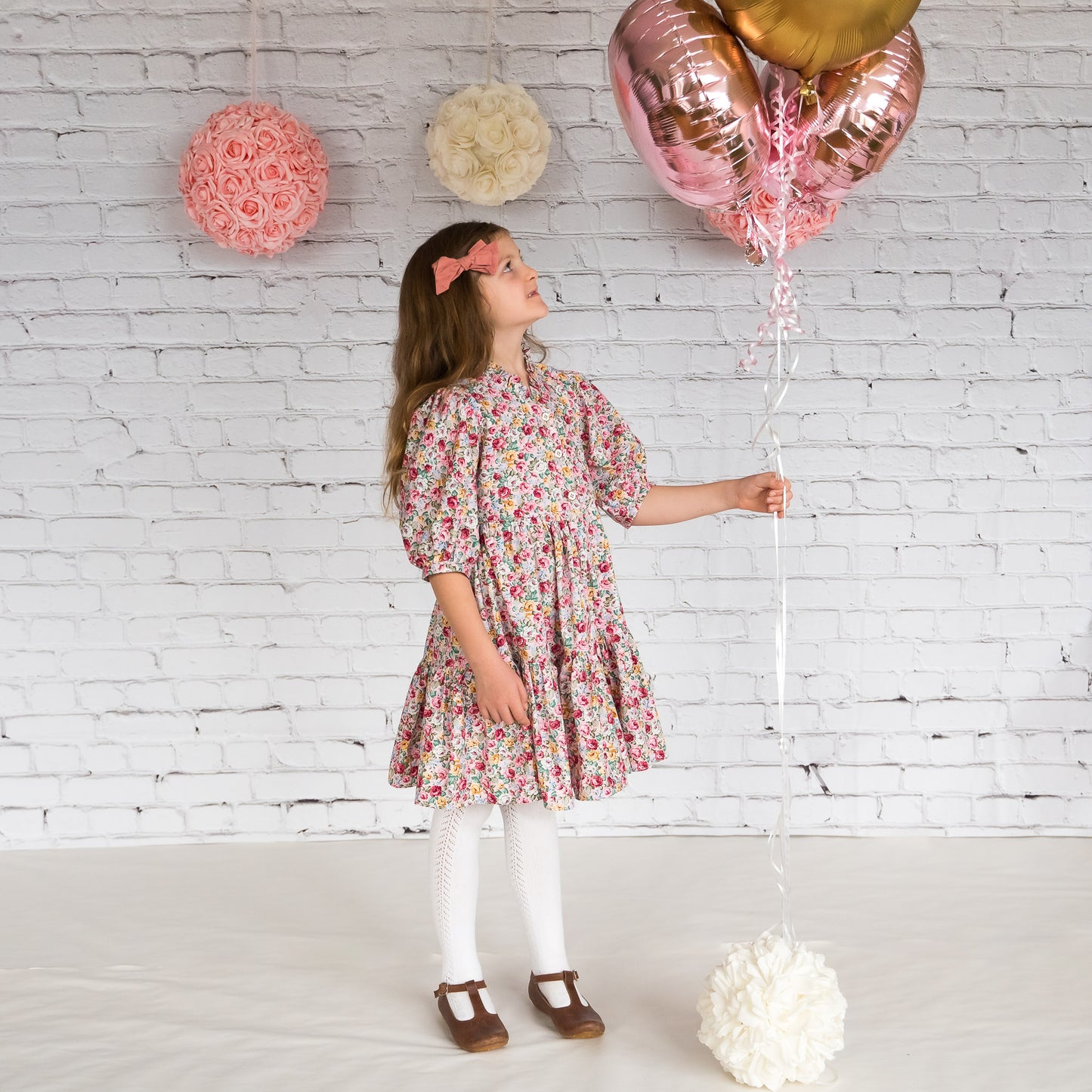 Roselle, in rose medley cotton floral (made to order 3-4 weeks)