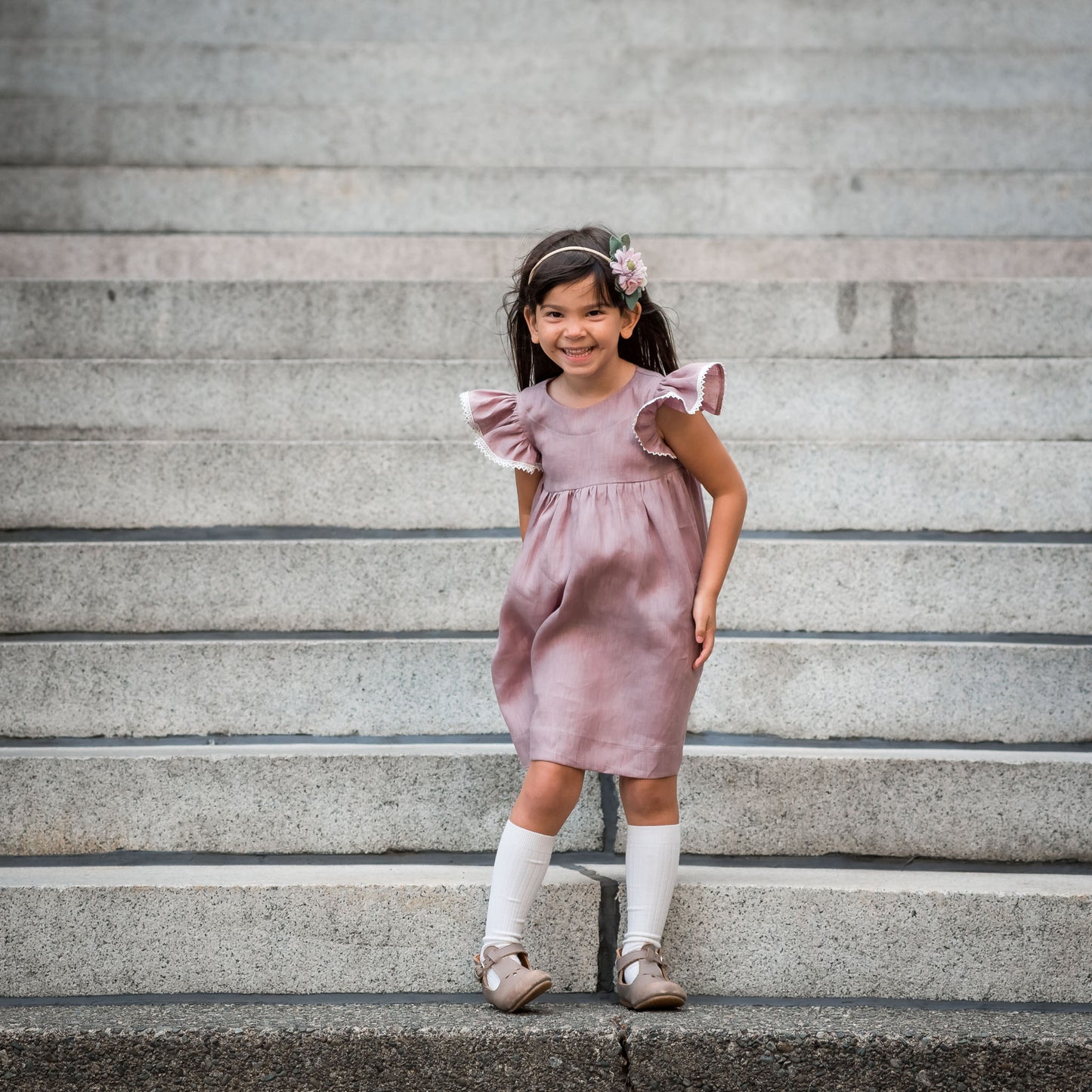 Joy, in Soft Mauve Linen (made to order)