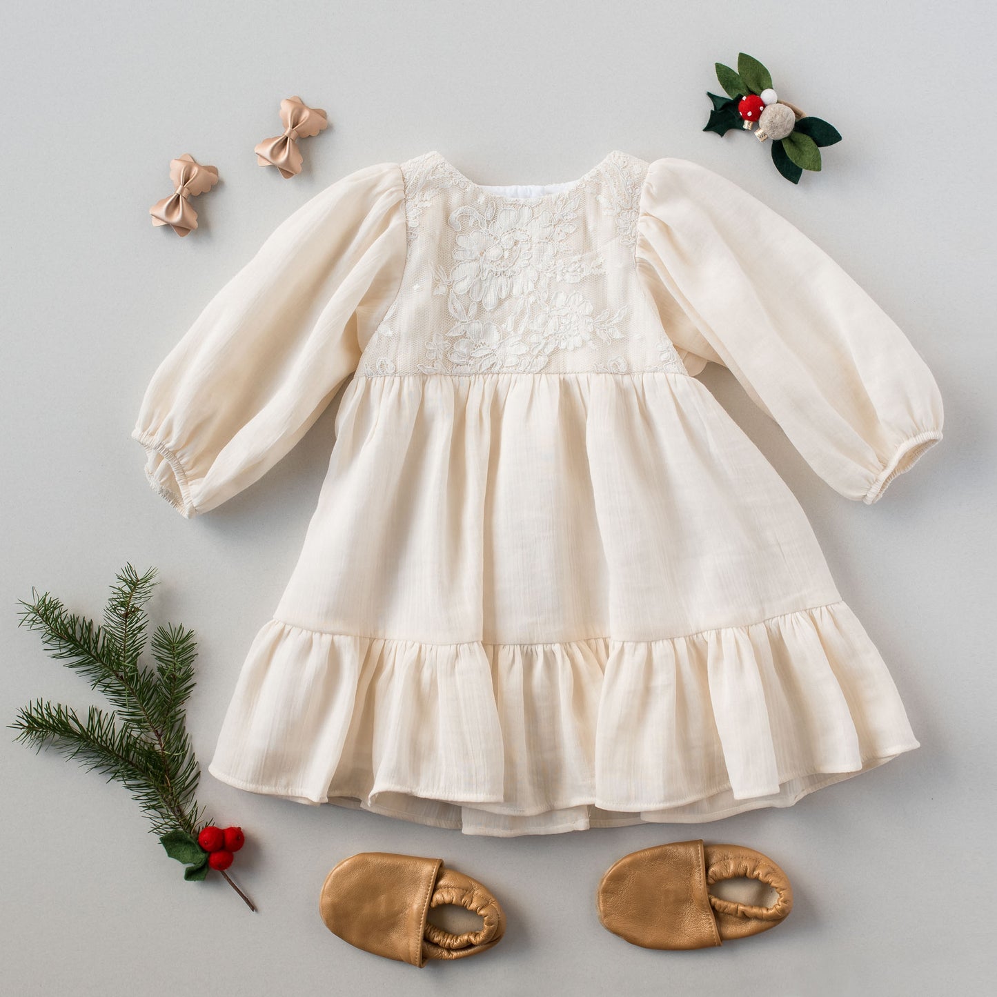Bella in Frosted Cream Organic Double Cotton Gauze | RTS